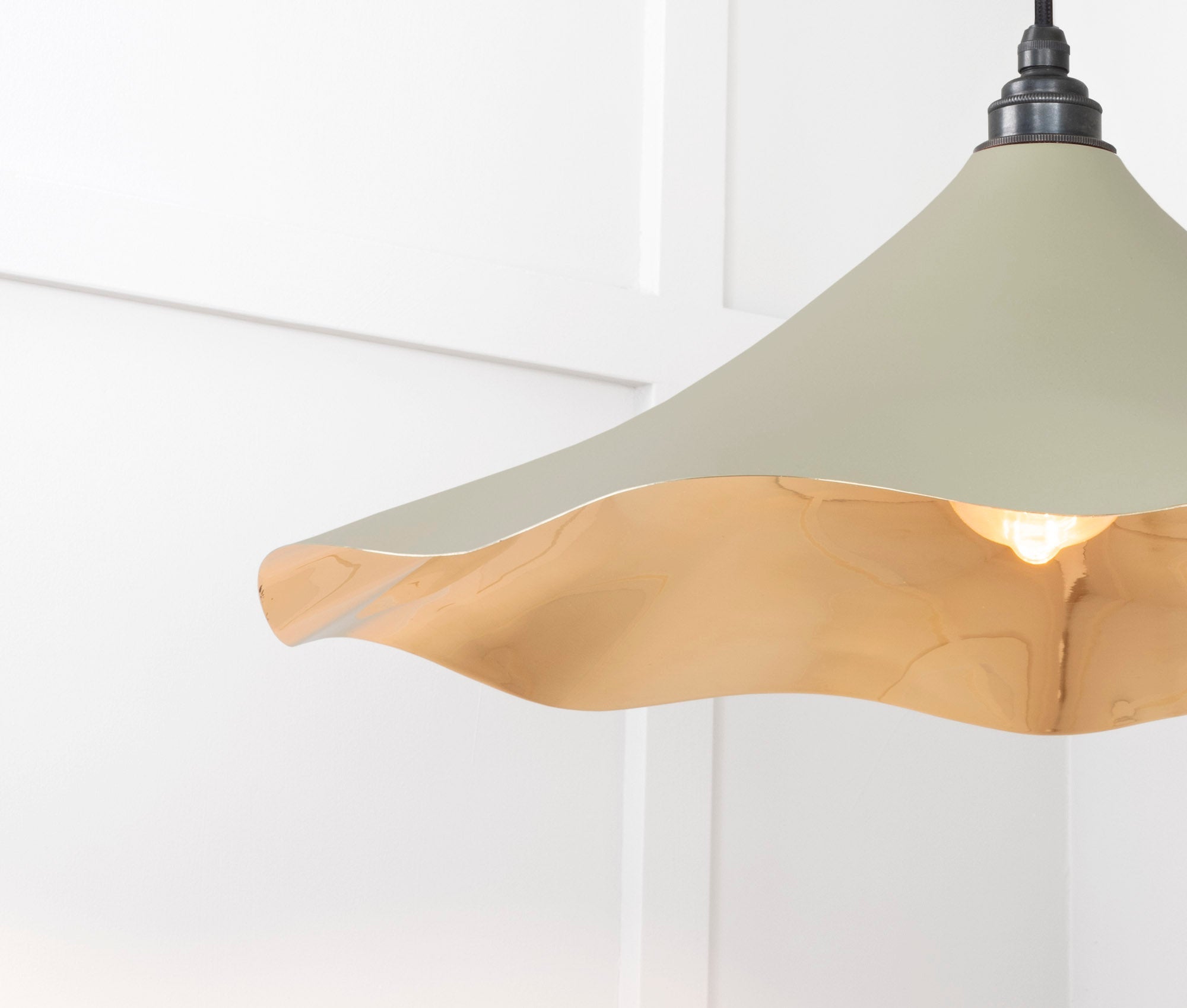 Smooth Brass Flora Pendant Light Tump, Detailed close up view of pendant.