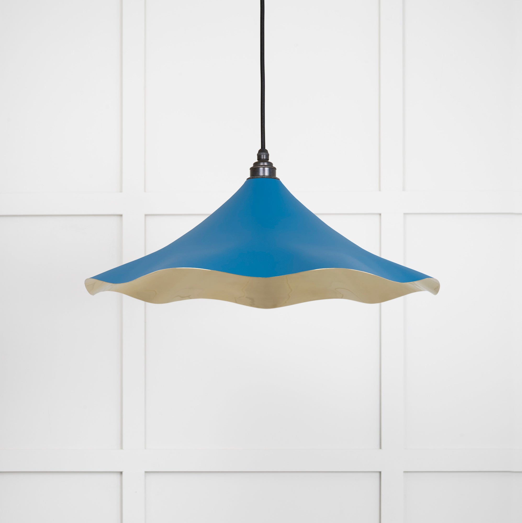 Smooth Brass Flora Pendant Light Upstream, Front Side.