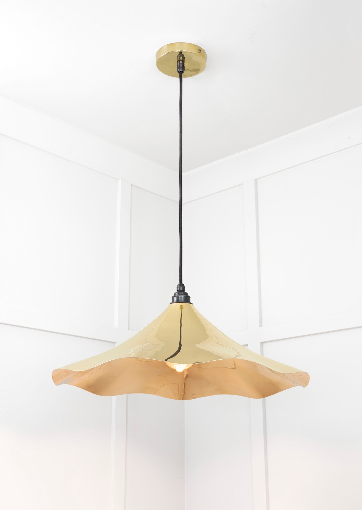 Smooth Brass Flora Pendant Light , Underside.