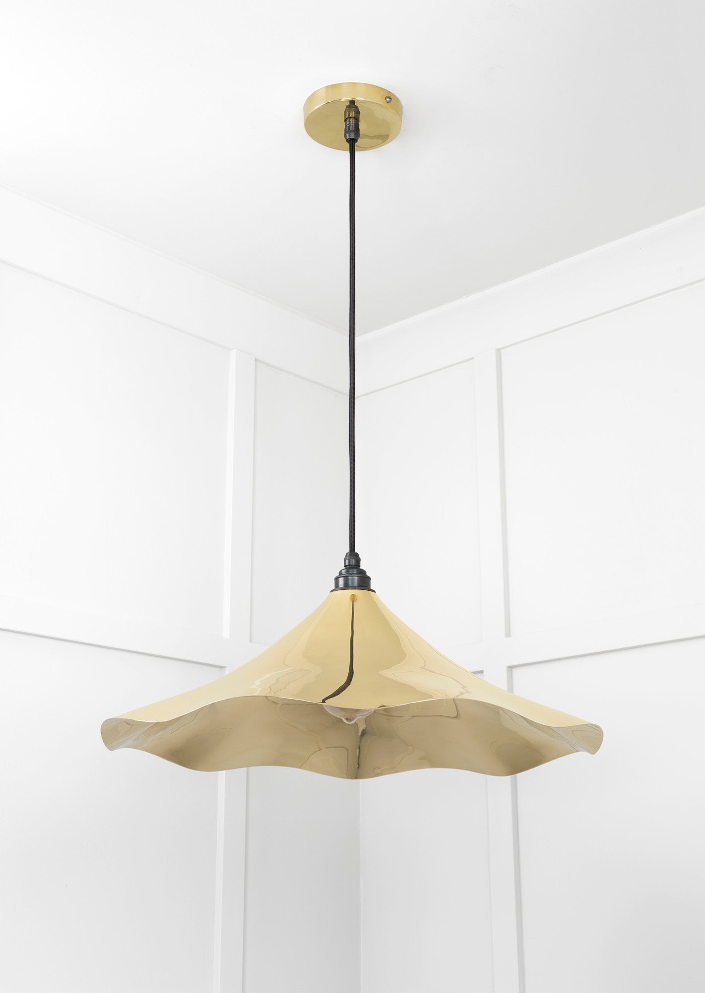 Smooth Brass Flora Pendant Light , Underside.