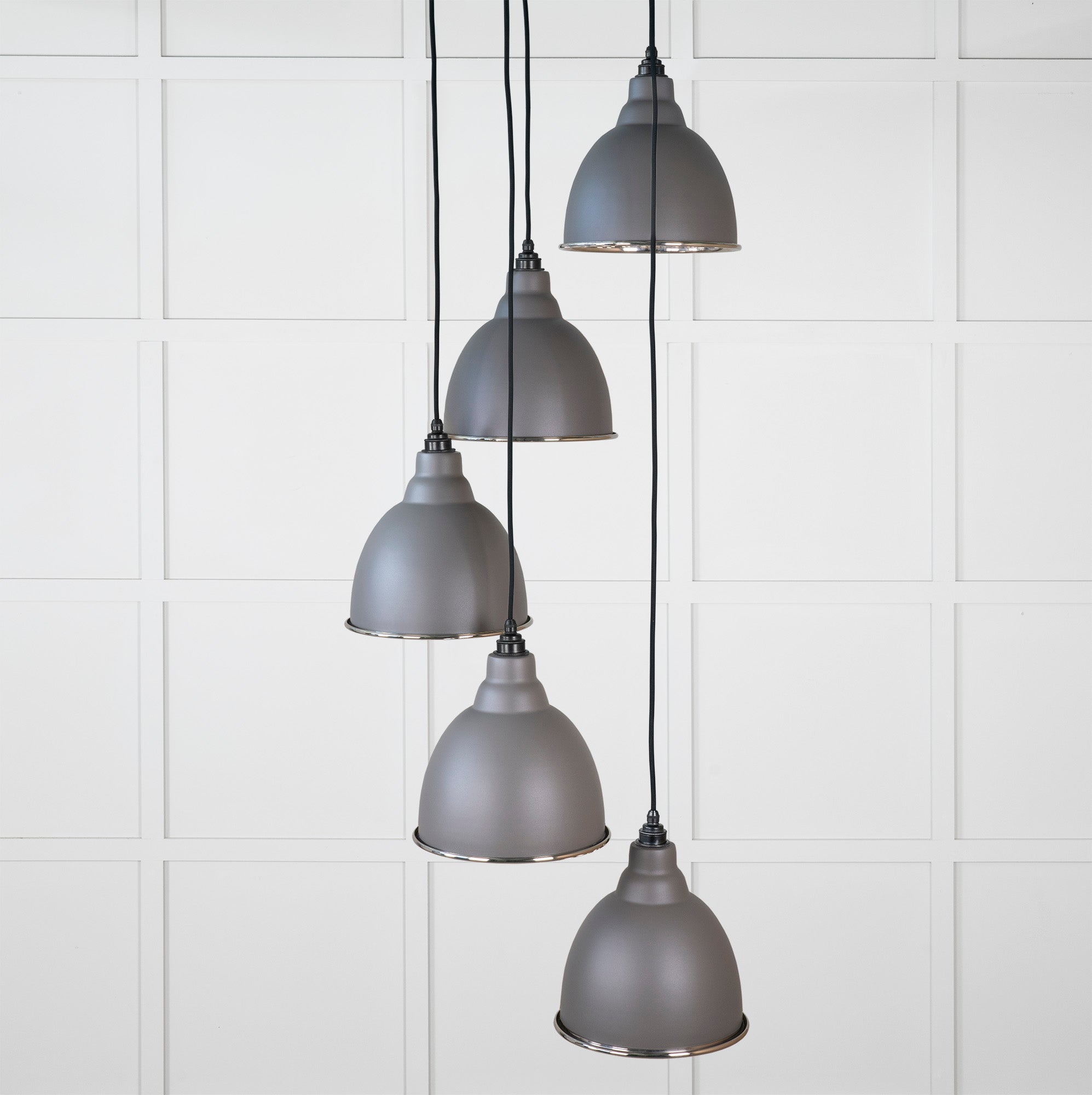 Smooth Nickel Brindley Cluster Pendant Light Bluff, Front Side.