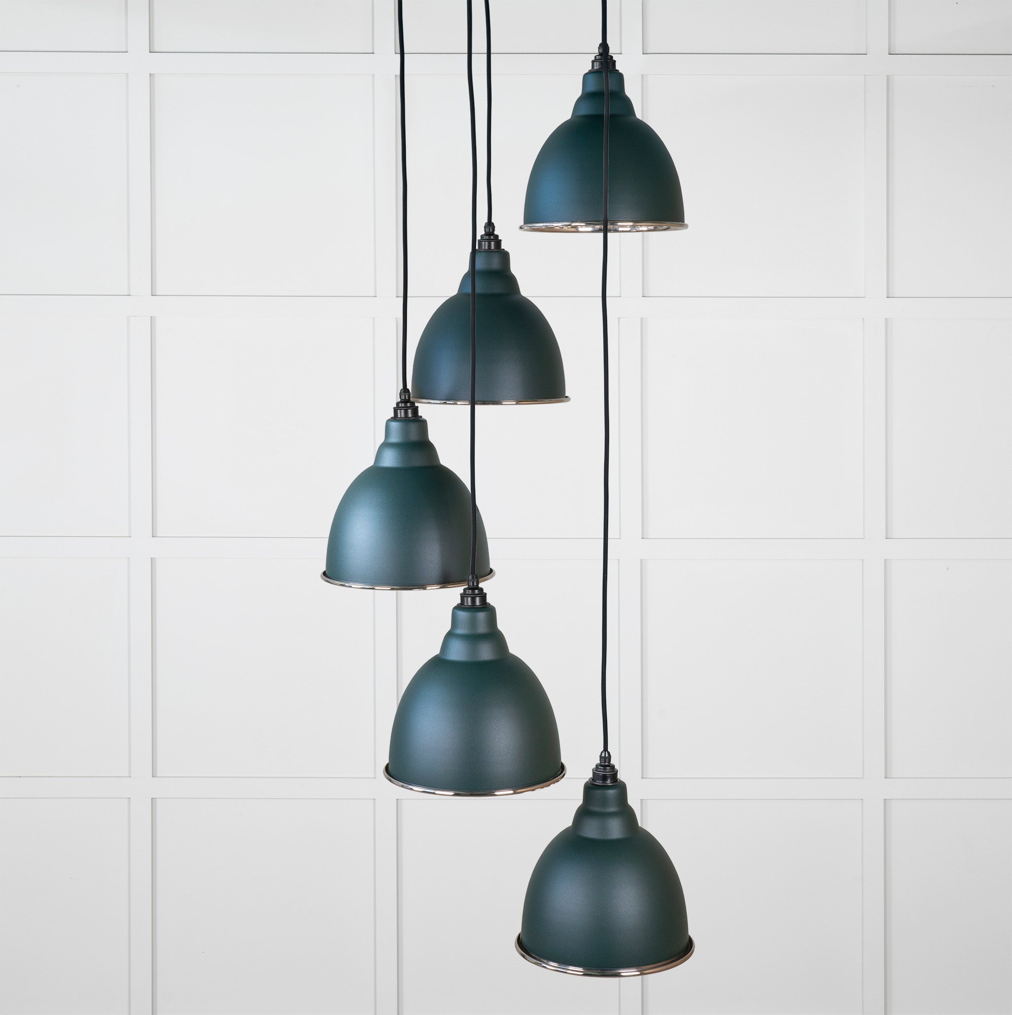 Smooth Nickel Brindley Cluster Pendant Light Dingle, Front Side.