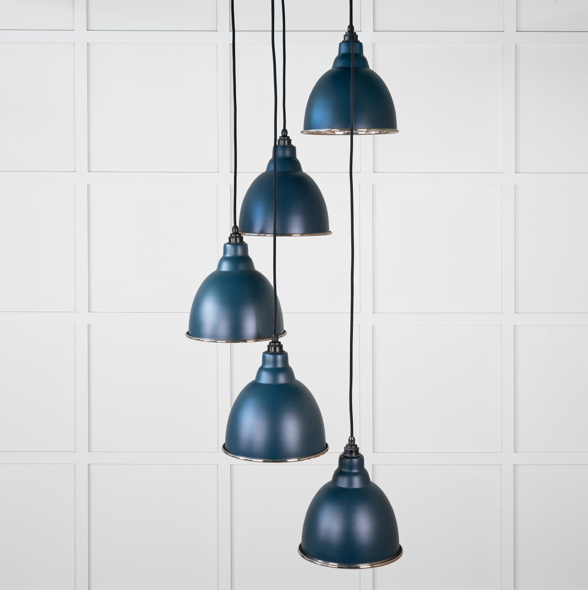 Smooth Nickel Brindley Cluster Pendant Light Dusk, Front Side.
