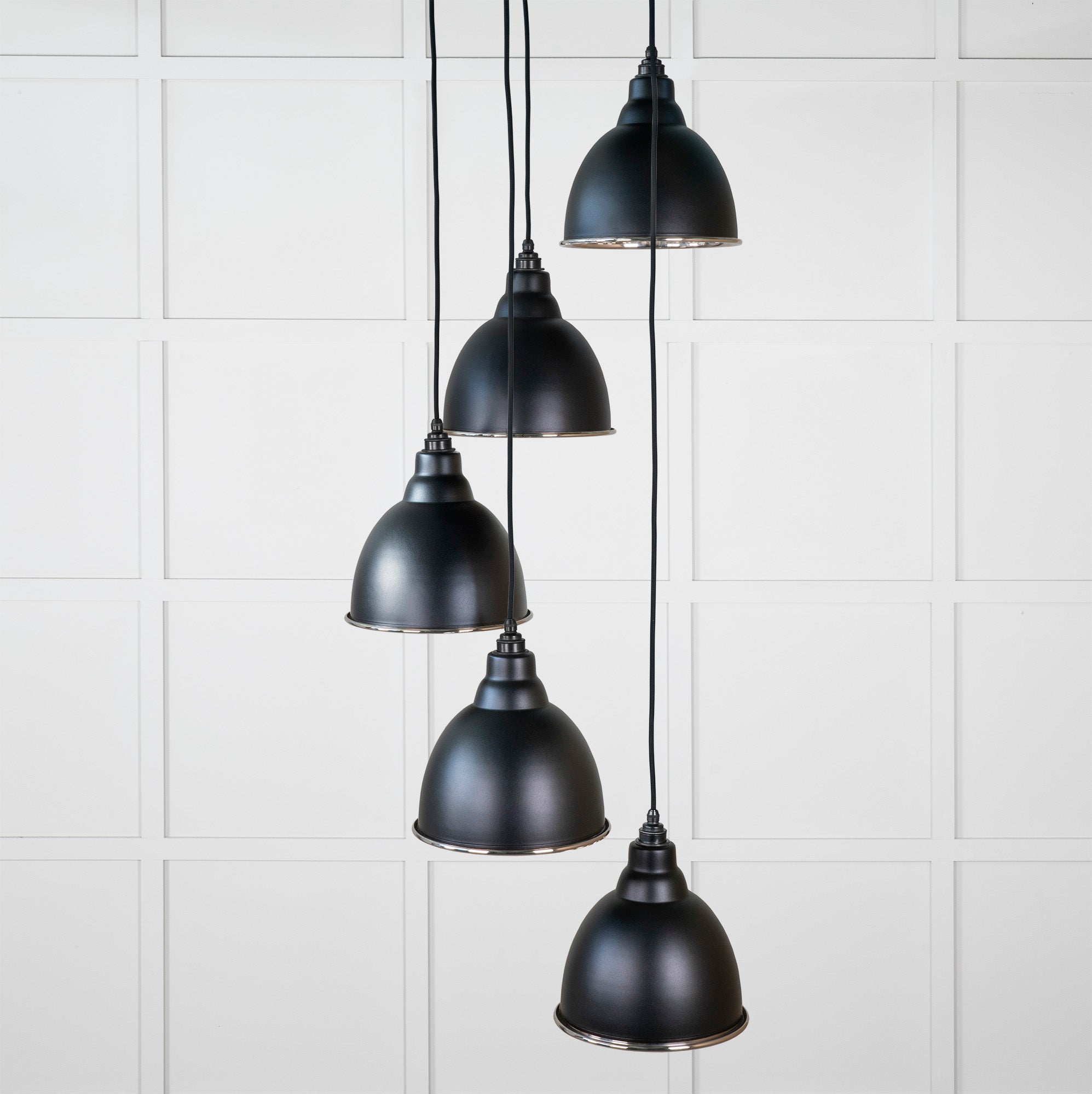 Smooth Nickel Brindley Cluster Pendant Light Elan Black, Front Side.