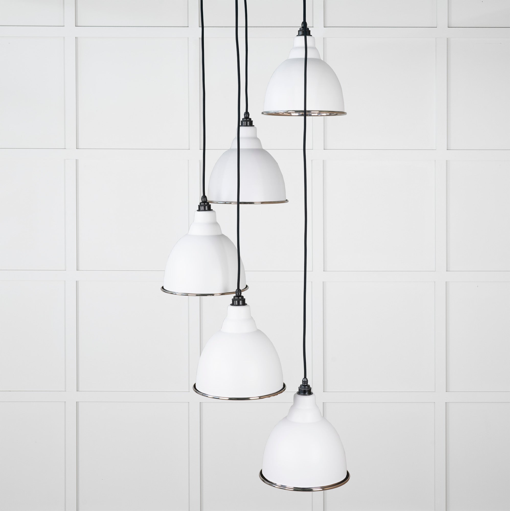 Smooth Nickel Brindley Cluster Pendant Light Flock, Front Side.