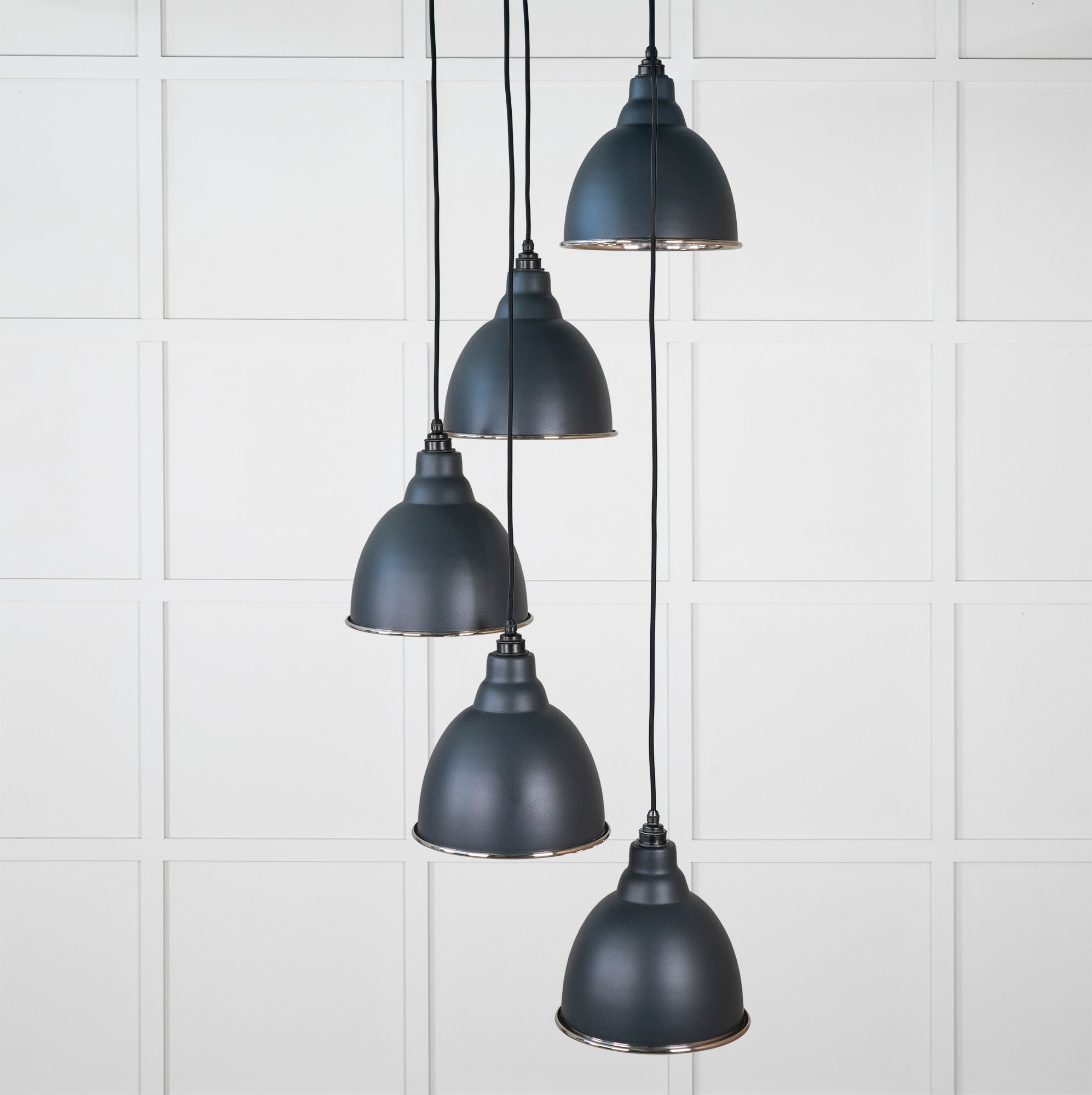 Smooth Nickel Brindley Cluster Pendant Light Soot, Front Side.