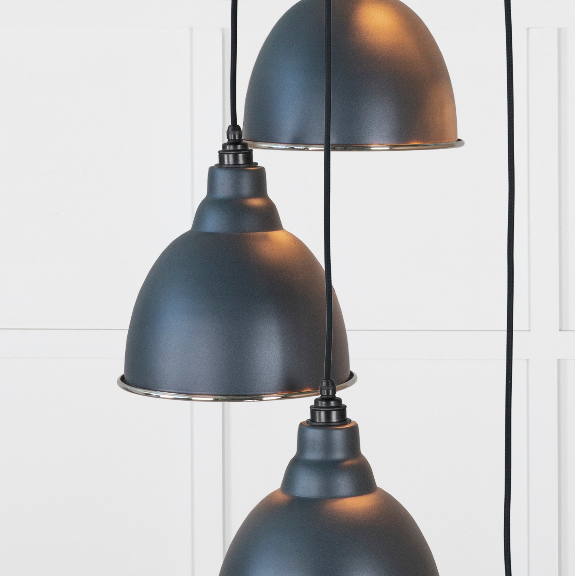 Smooth Nickel Brindley Cluster Pendant Light Soot, Underside.