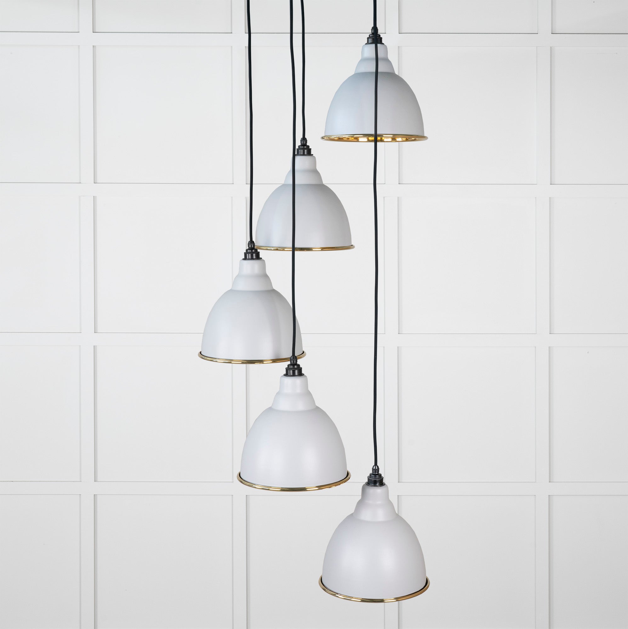 Smooth Brass Brindley Cluster Pendant Light Birch, Front Side.