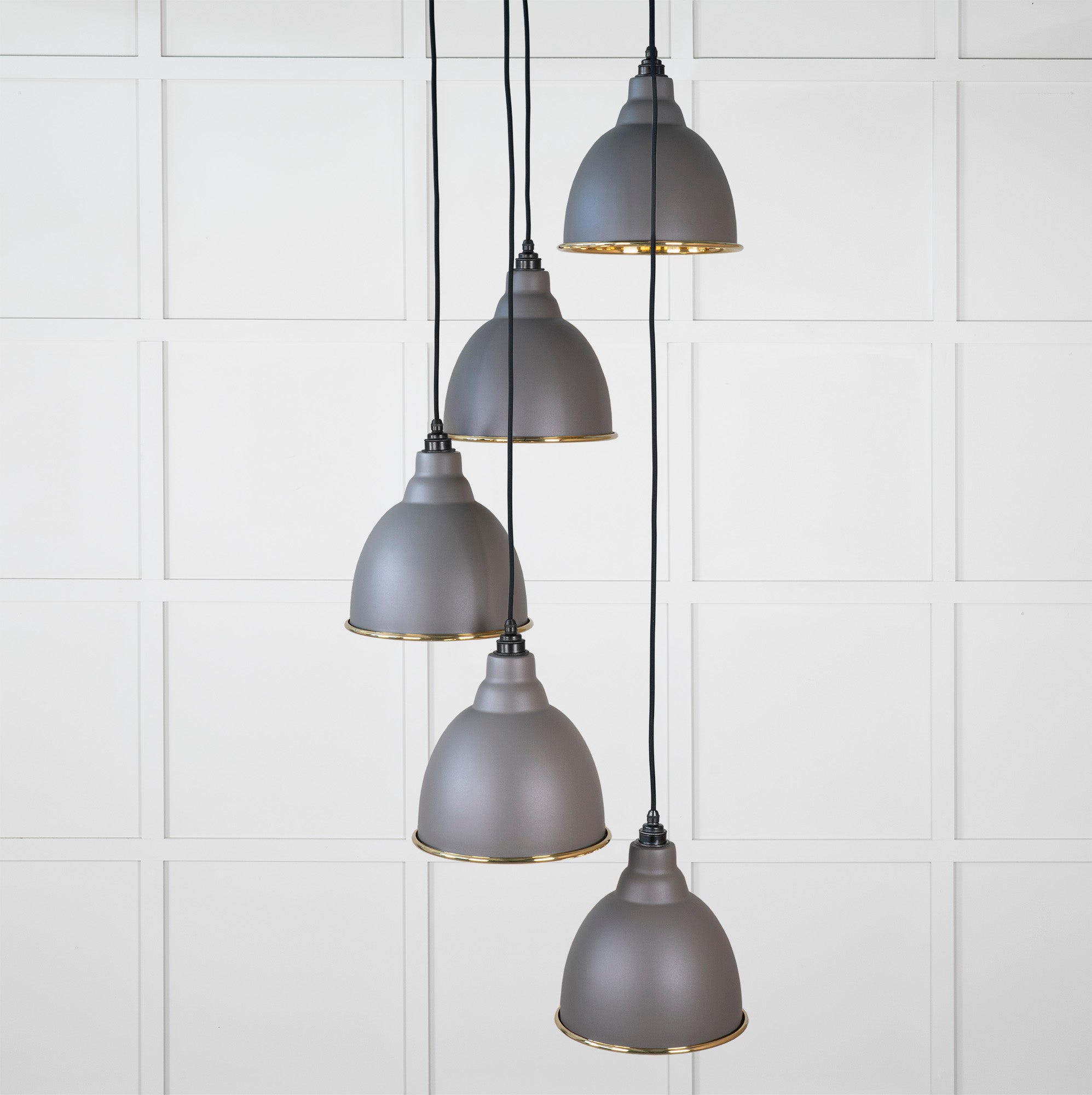 Smooth Brass Brindley Cluster Pendant Light Bluff, Front Side.