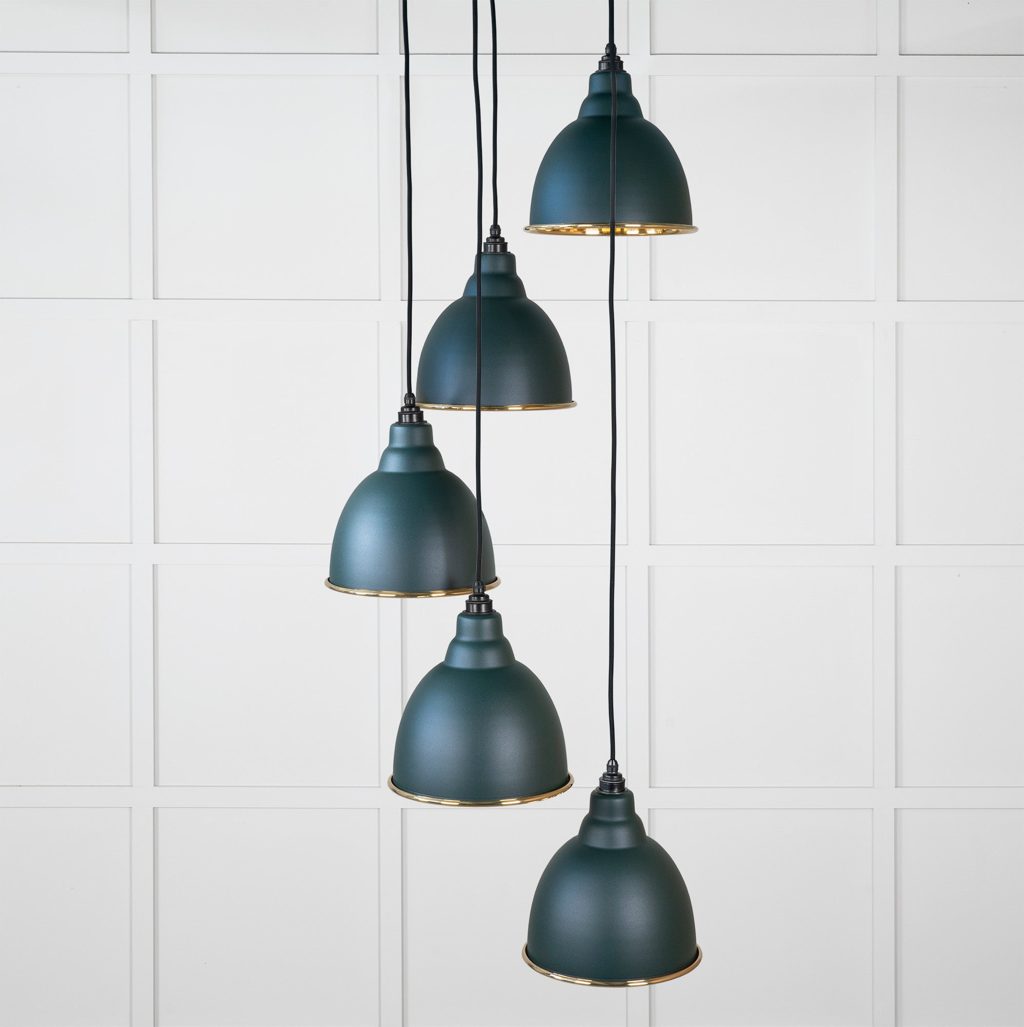Smooth Brass Brindley Cluster Pendant Light Dingle, Front Side.