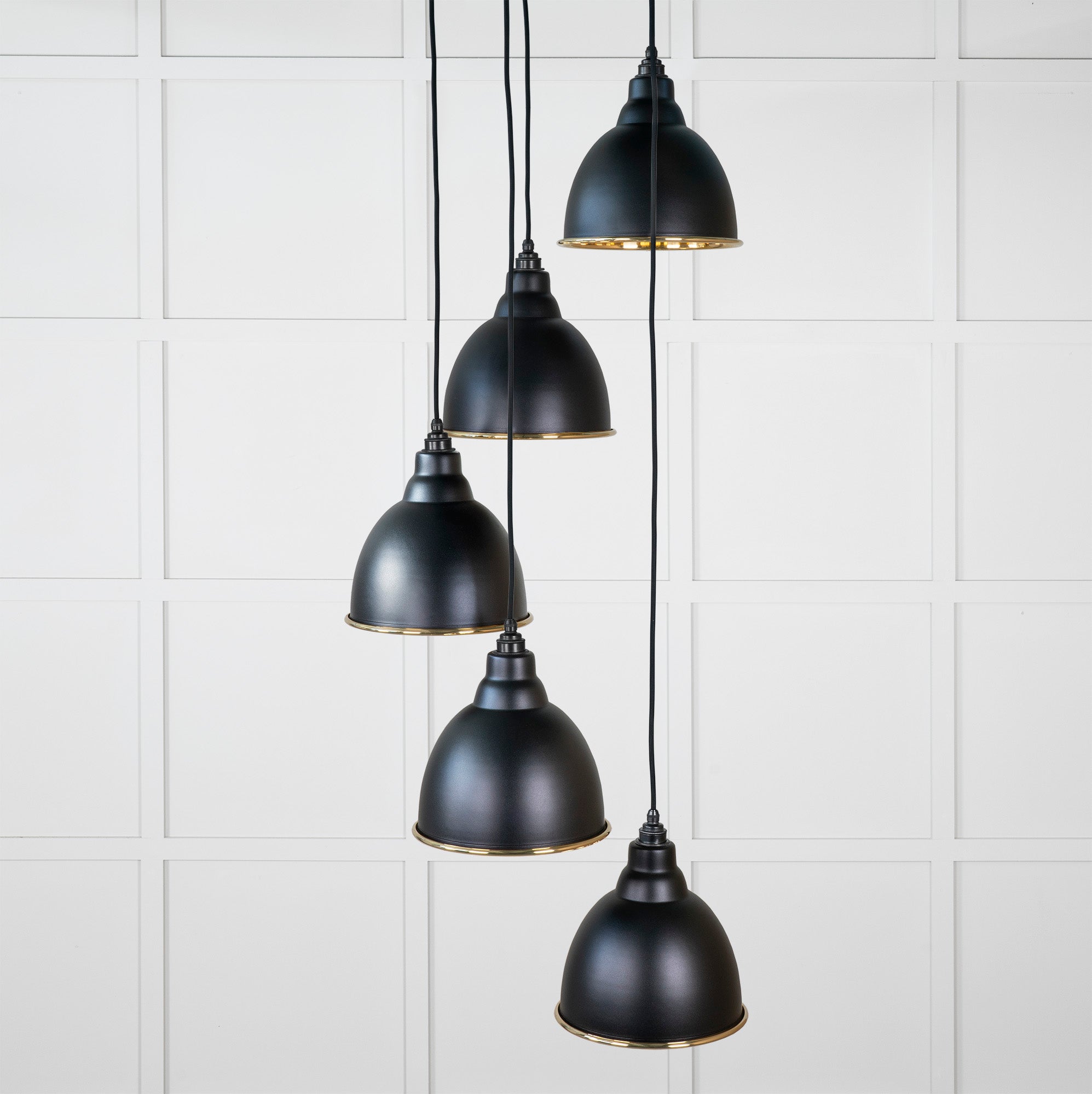 Smooth Brass Brindley Cluster Pendant Light Elan Black, Front Side.