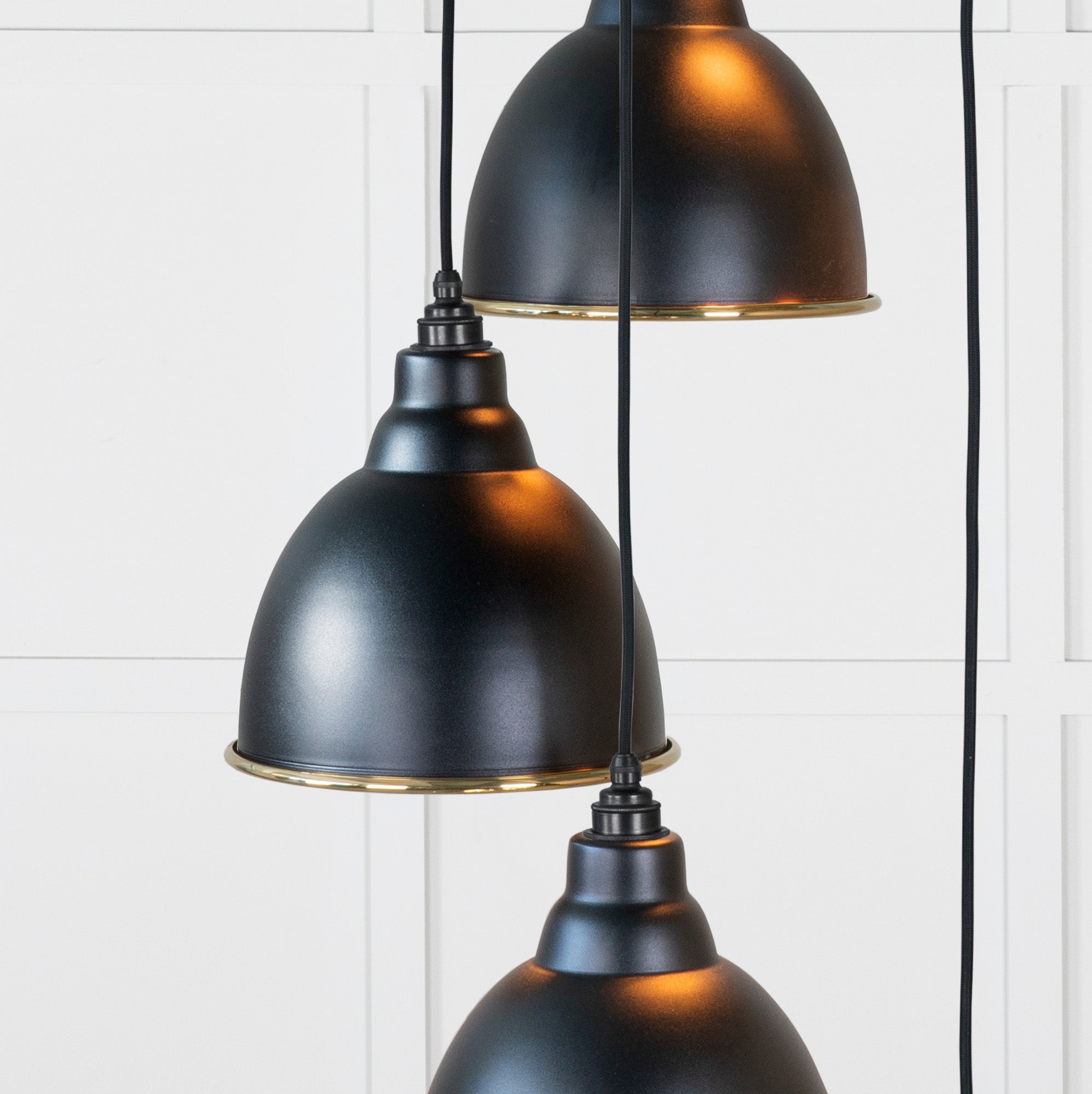 Smooth Brass Brindley Cluster Pendant Light Elan Black, Underside.
