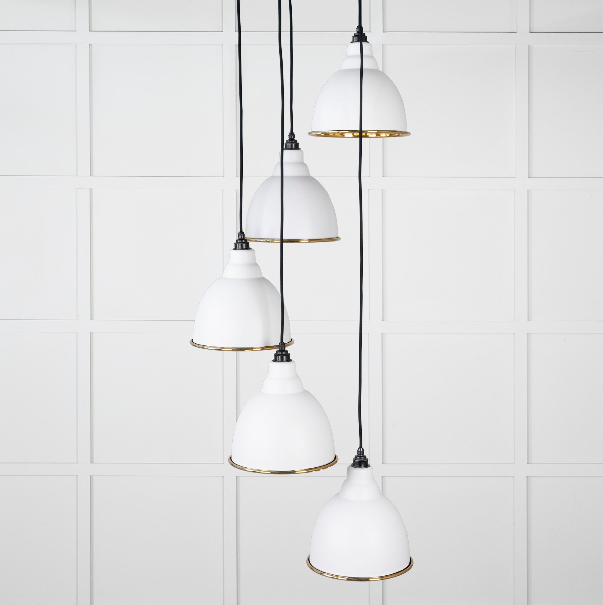 Smooth Brass Brindley Cluster Pendant Light Flock, Front Side.