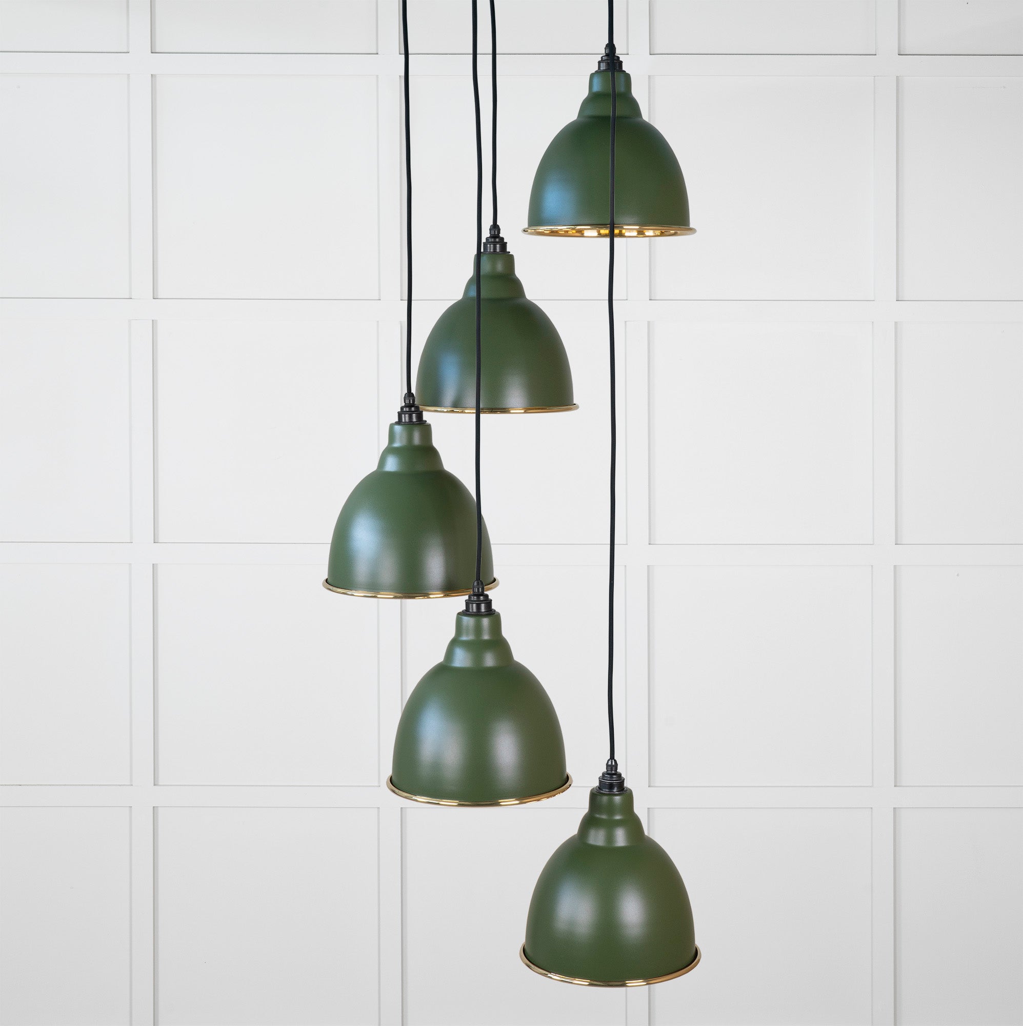 Smooth Brass Brindley Cluster Pendant Light Heath, Front Side.