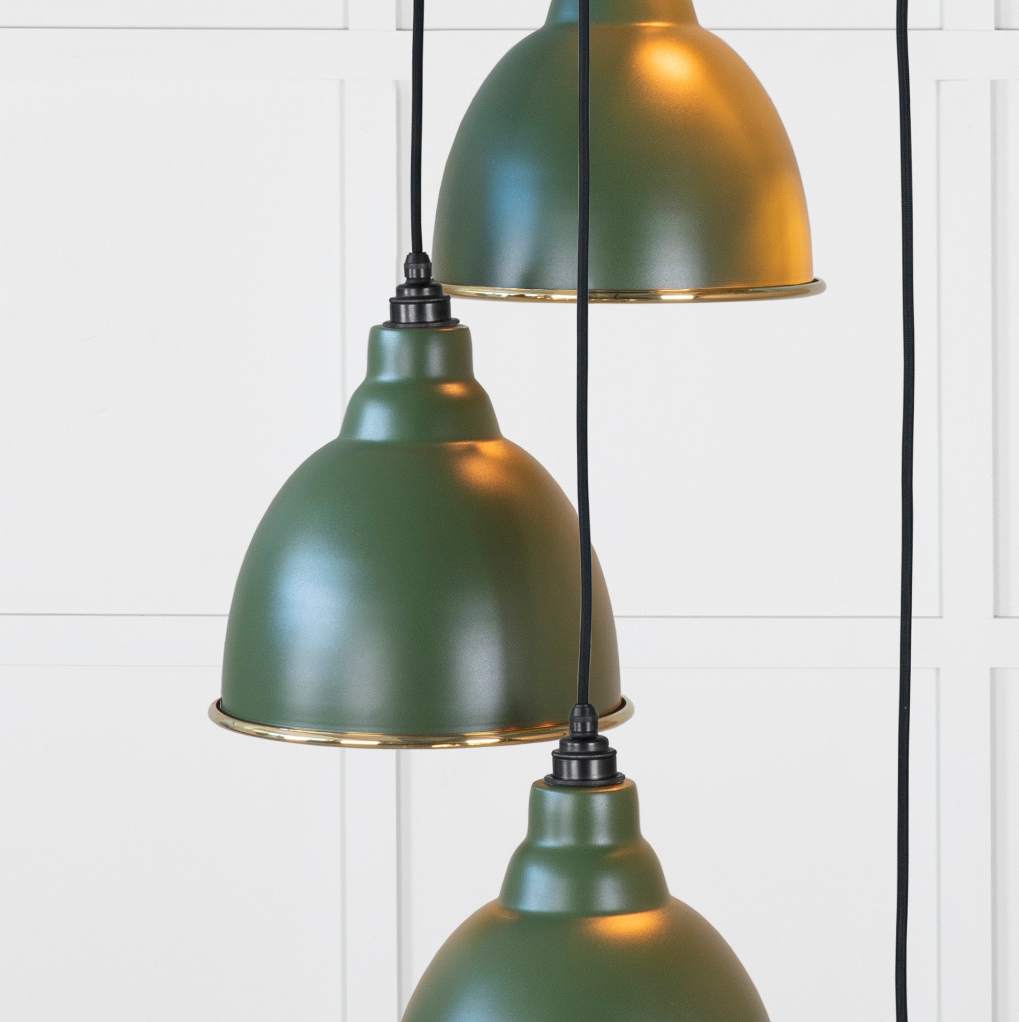 Smooth Brass Brindley Cluster Pendant Light Heath, Underside.