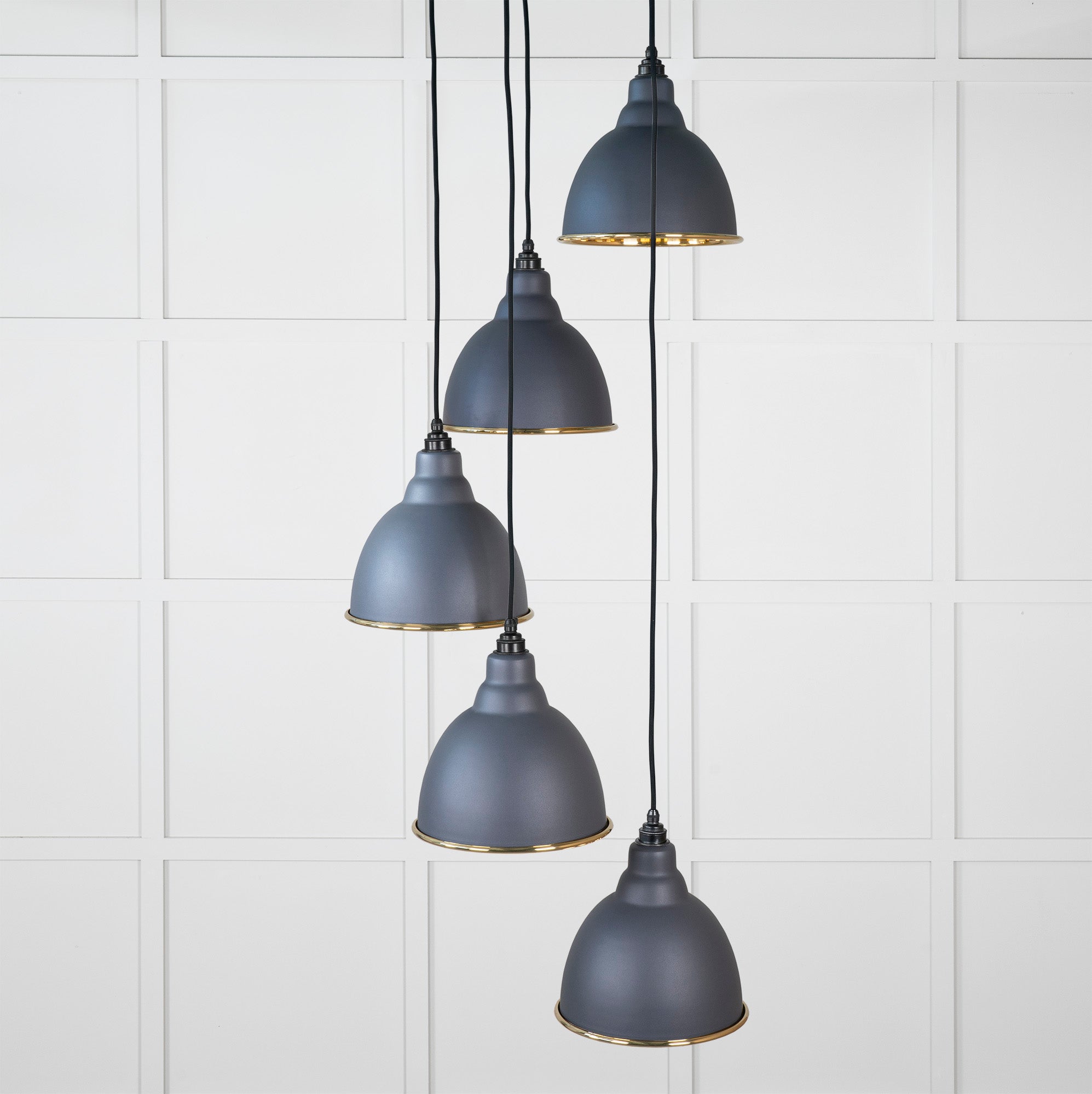 Smooth Brass Brindley Cluster Pendant Light Slate, Front Side.