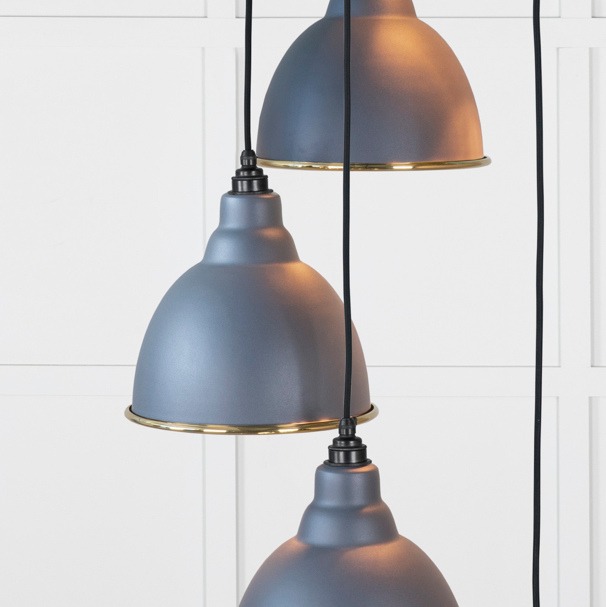 Smooth Brass Brindley Cluster Pendant Light Slate, Underside.