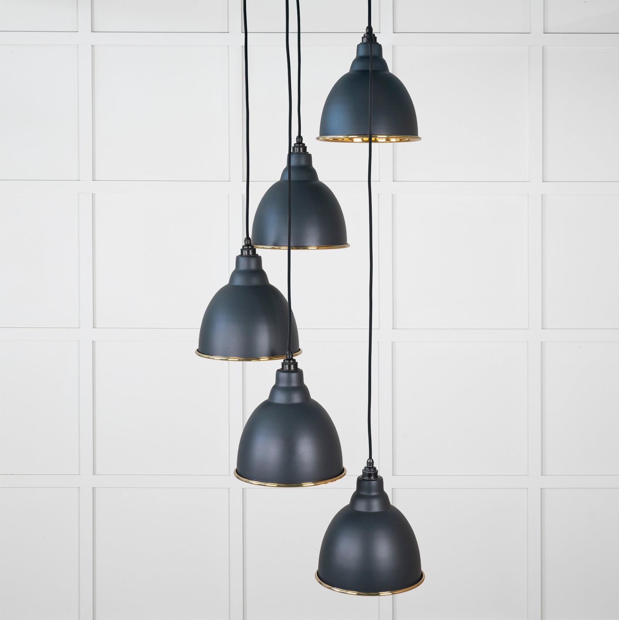 Smooth Brass Brindley Cluster Pendant Light Soot, Front Side.