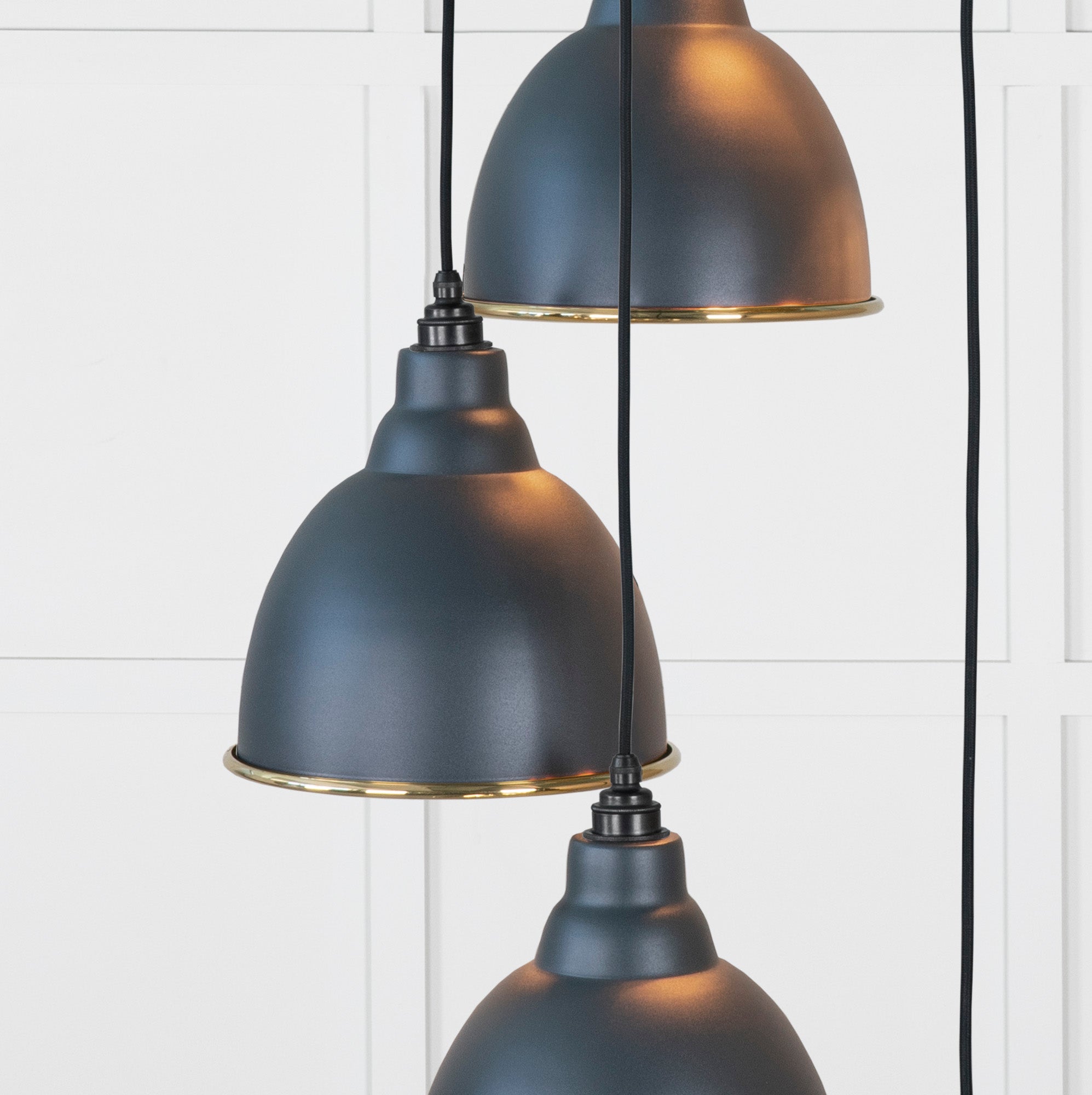 Smooth Brass Brindley Cluster Pendant Light Soot, Underside.