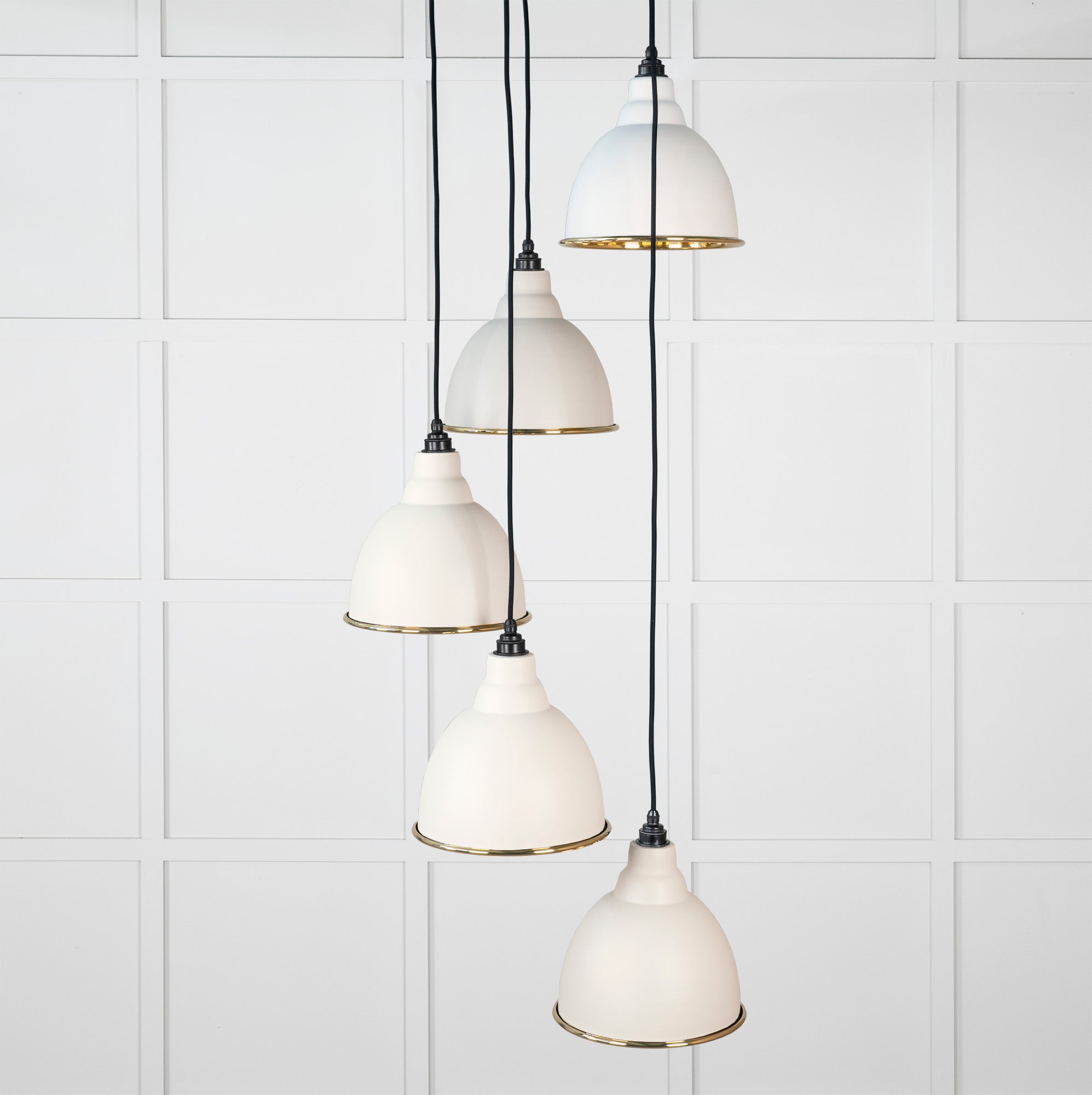 Smooth Brass Brindley Cluster Pendant Light Teasel, Front Side.