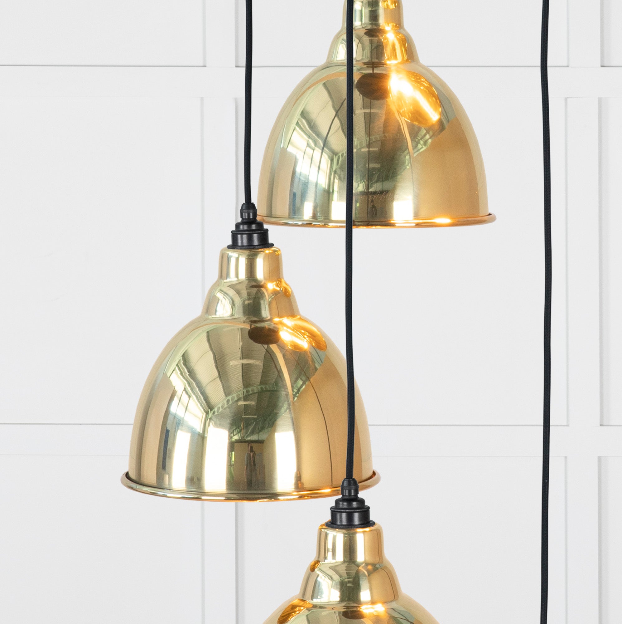 Smooth Brass Brindley Cluster Pendant Light , Underside.