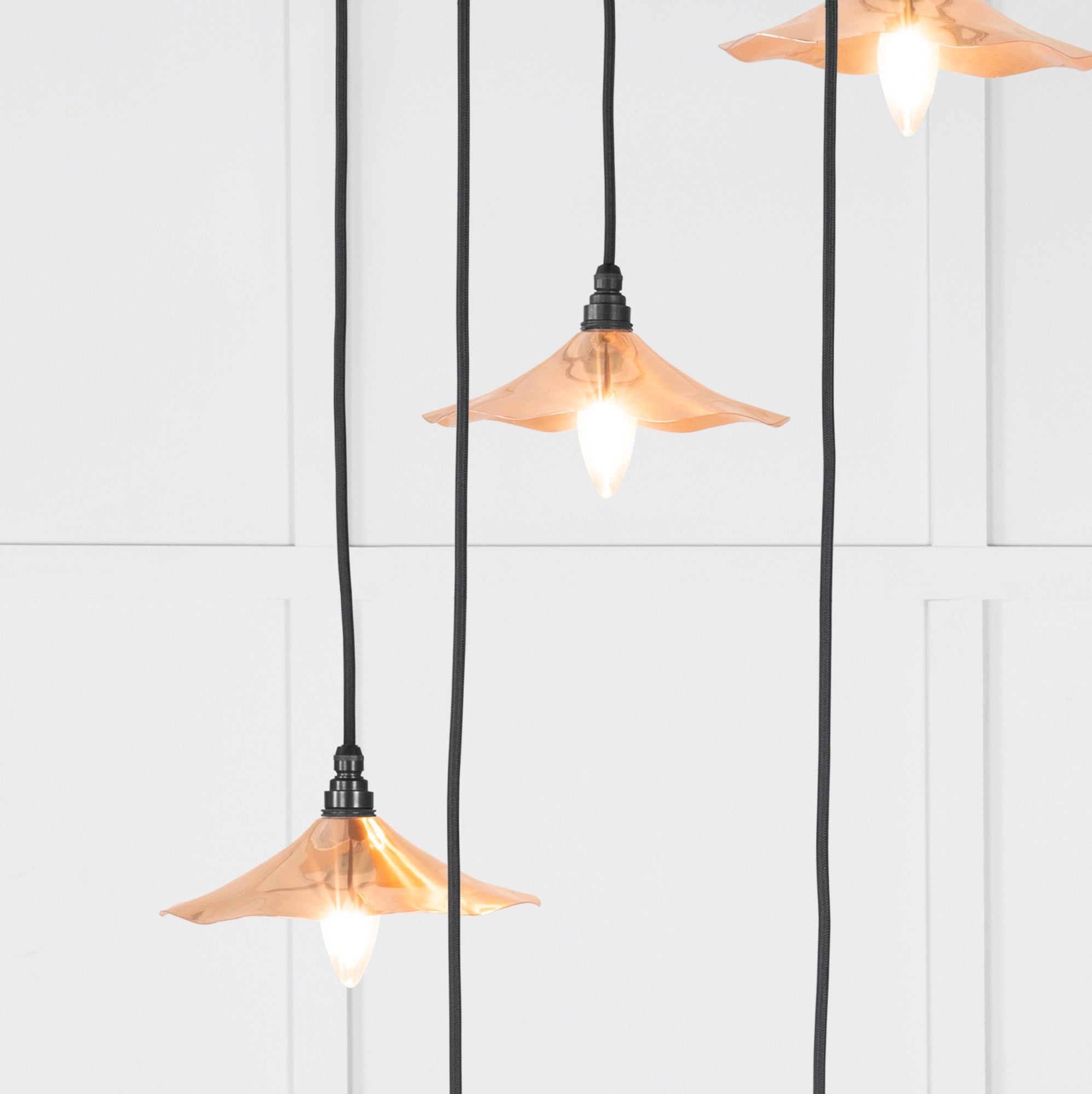 Smooth Copper Flora Cluster Pendant Light , Underside.