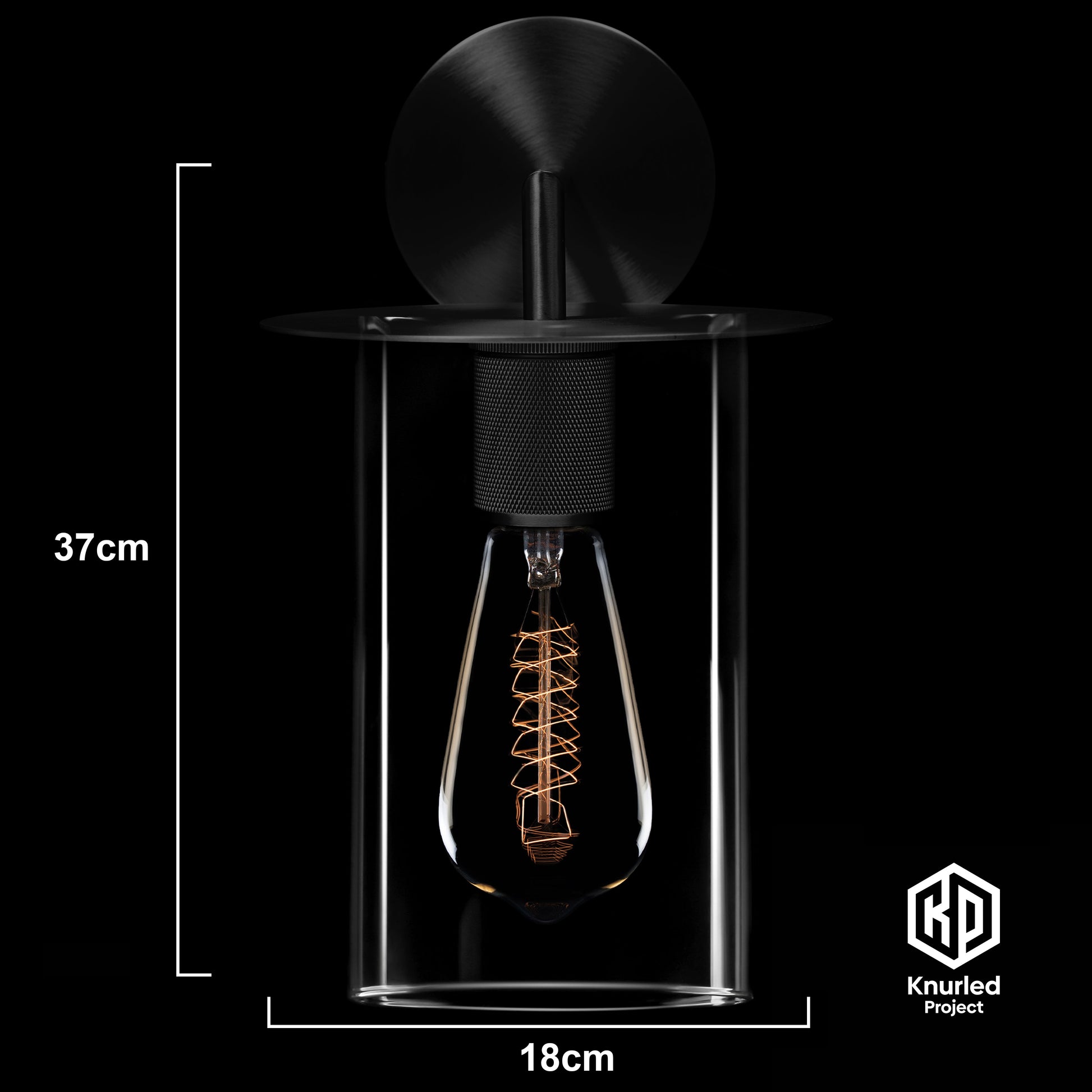 Matte Black Disc Wall Light + Cylinder Shade product shot