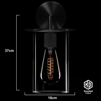 Matte Black Disc Wall Light + Cylinder Shade product shot