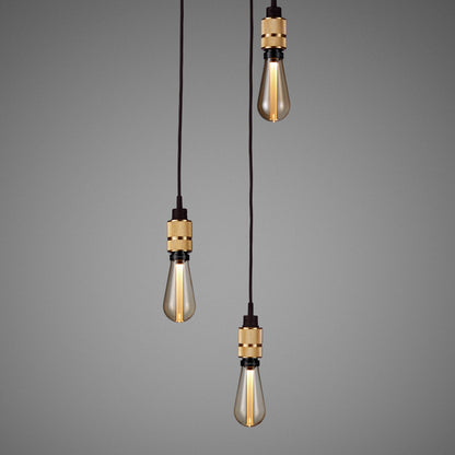 Brass 2/2.6m Hooked 3.0 / Nude Pendant Celling light close up gold tinge bulbs 