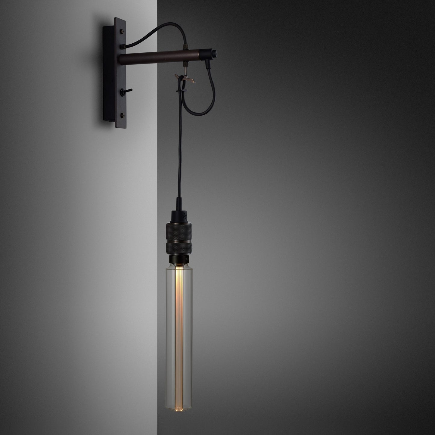 Hooked Wall Light/ Nude/ Graphite smoked bronze long bulb