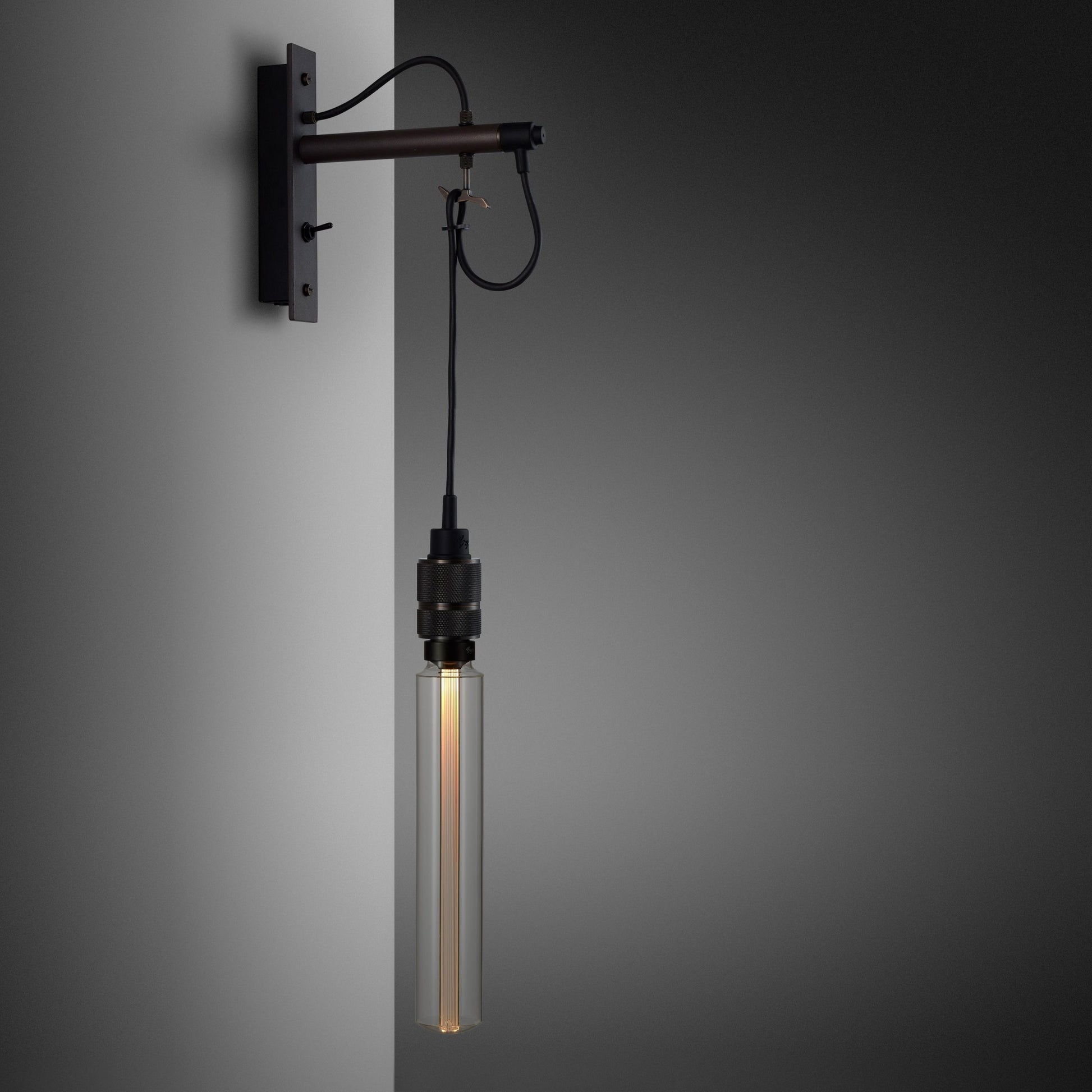Hooked Wall Light/ Nude/ Graphite smoked bronze long bulb