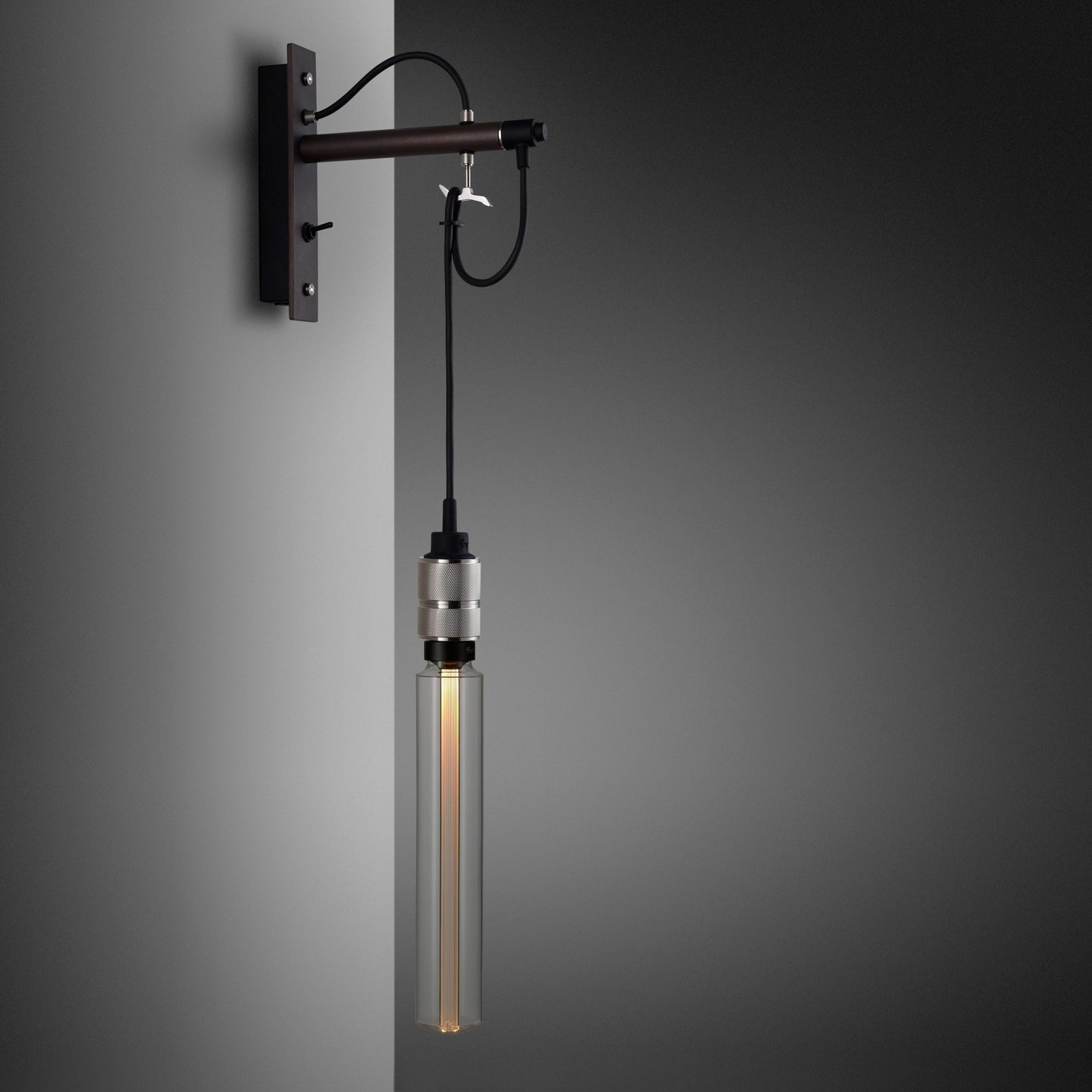 Hooked Wall Light/ Nude/ Graphite Steel long bulb