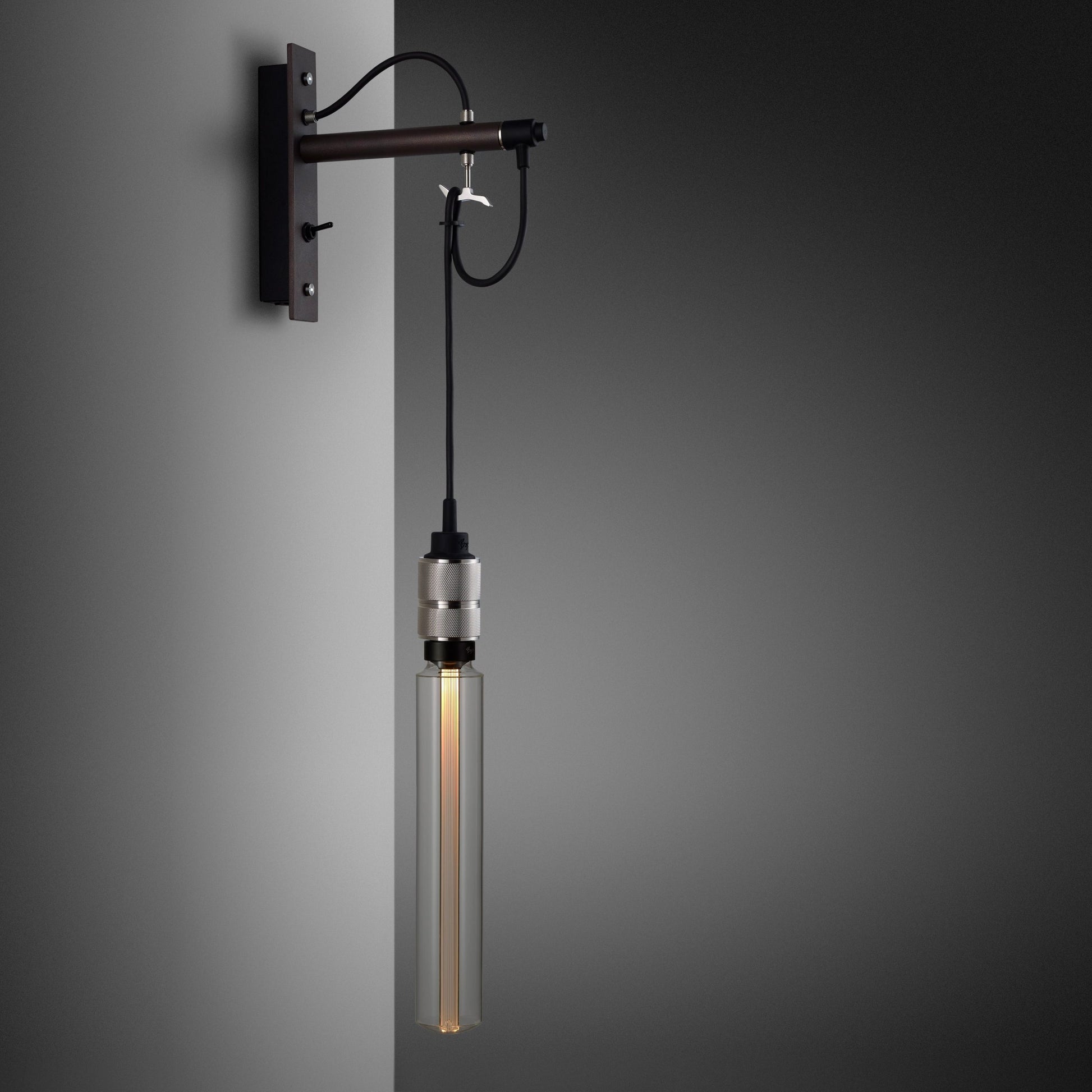 Hooked Wall Light/ Nude/ Graphite Steel long bulb