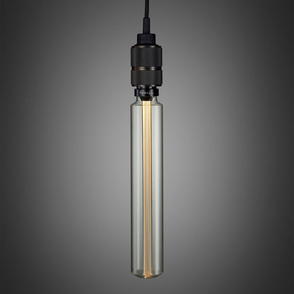 Hooked 1.0 Pendant Light / Nude Smoked bronze, close up view with tube bulb.