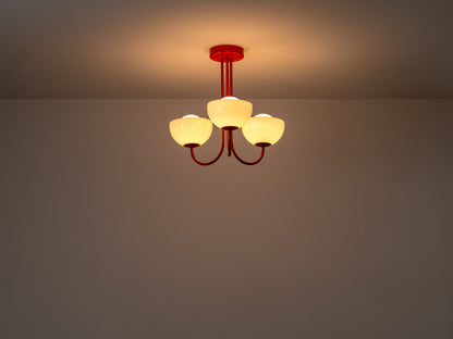 3 Light Dome Ceiling Light jam Red, product shot