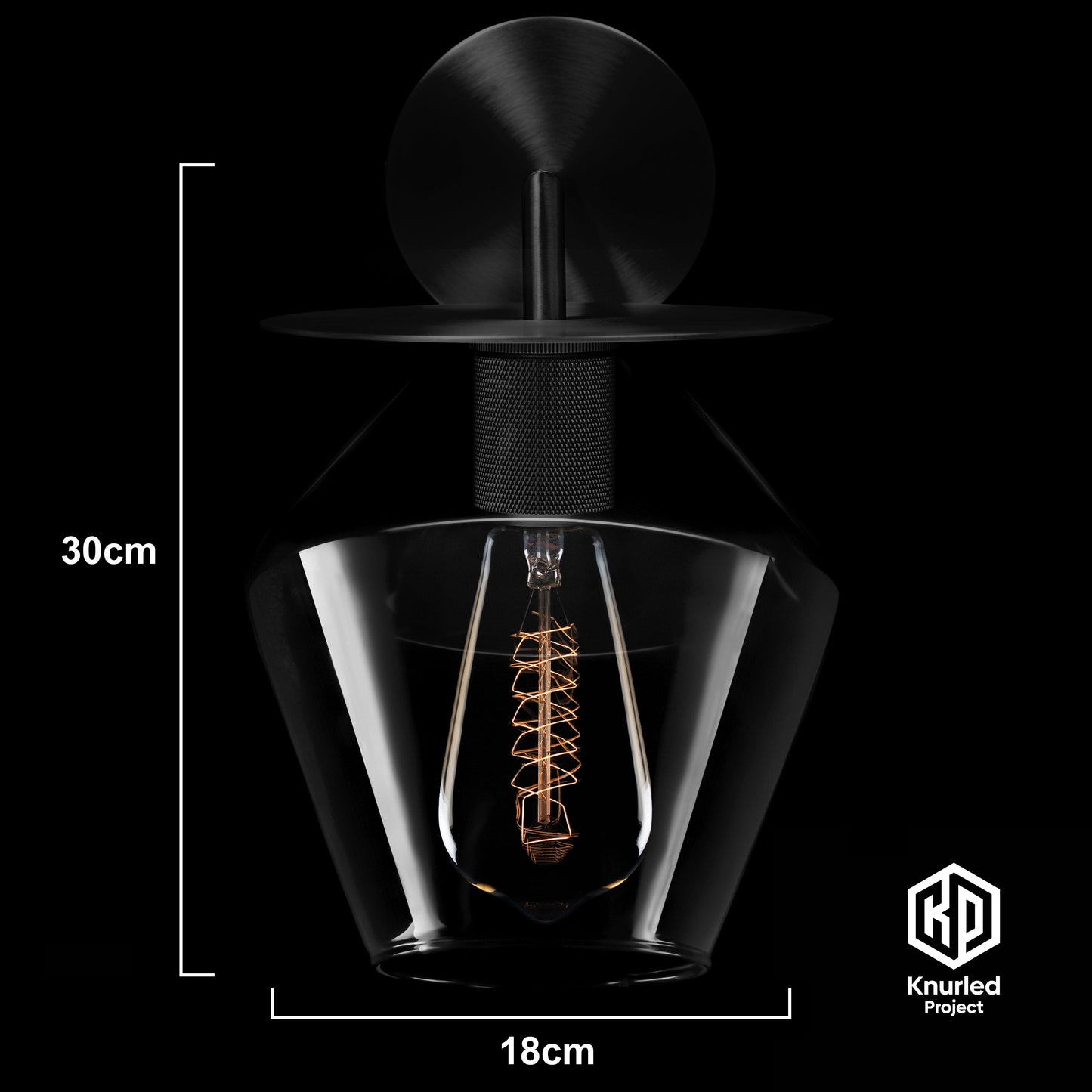 Matte Black Disc Wall Light + Diamond Shade product shot