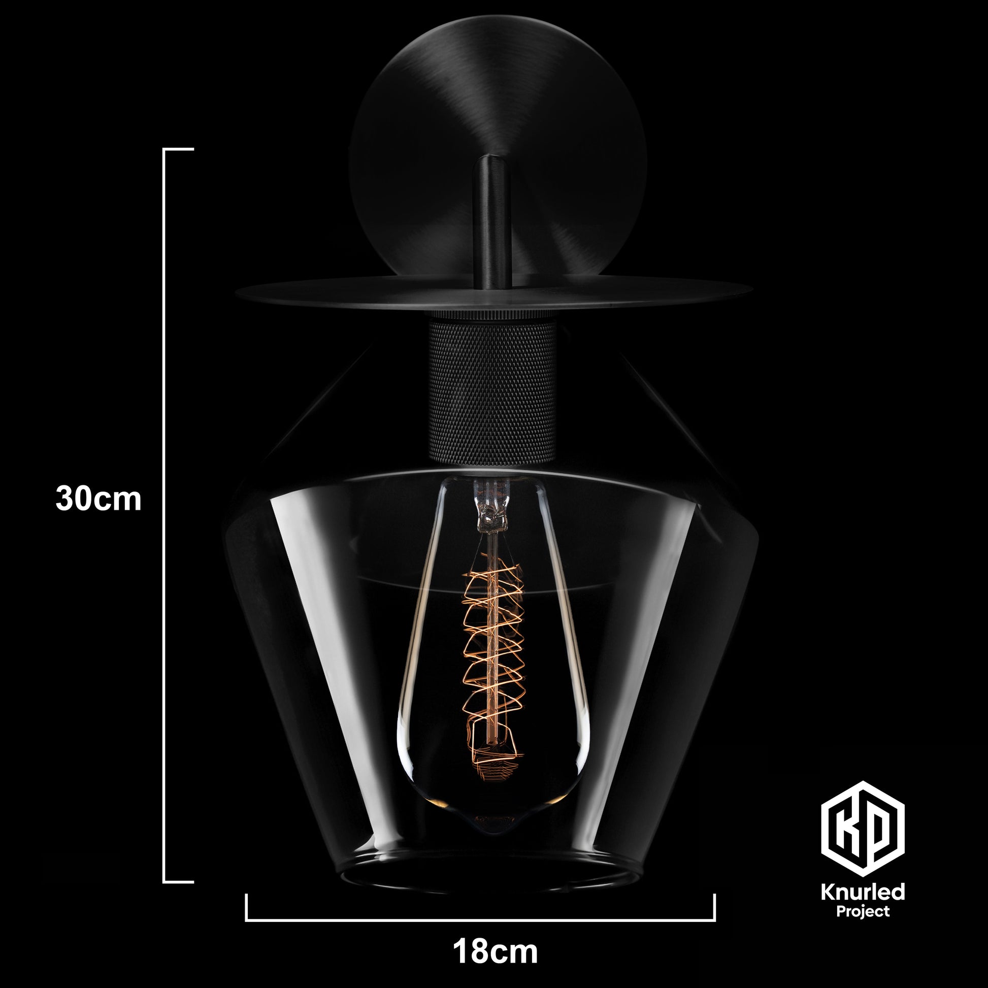 Matte Black Disc Wall Light + Diamond Shade product shot