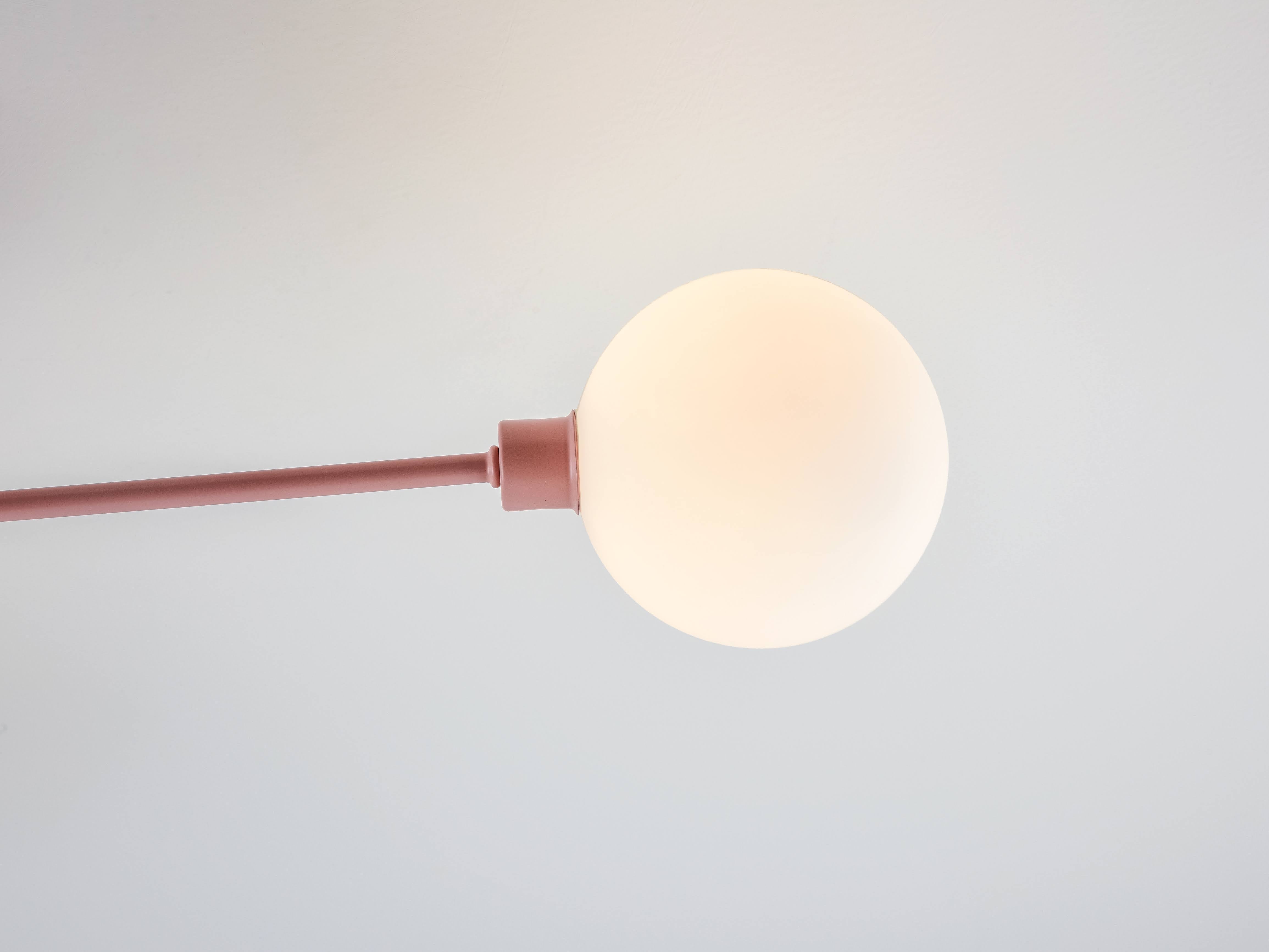 3 Light Flush Ceiling Light pink, close up of shade