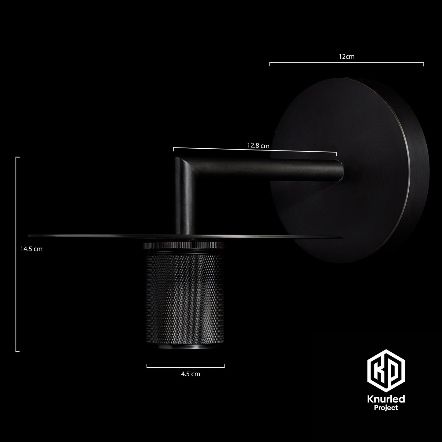 Matte Black Disc Wall Light + Diamond Shade product shot