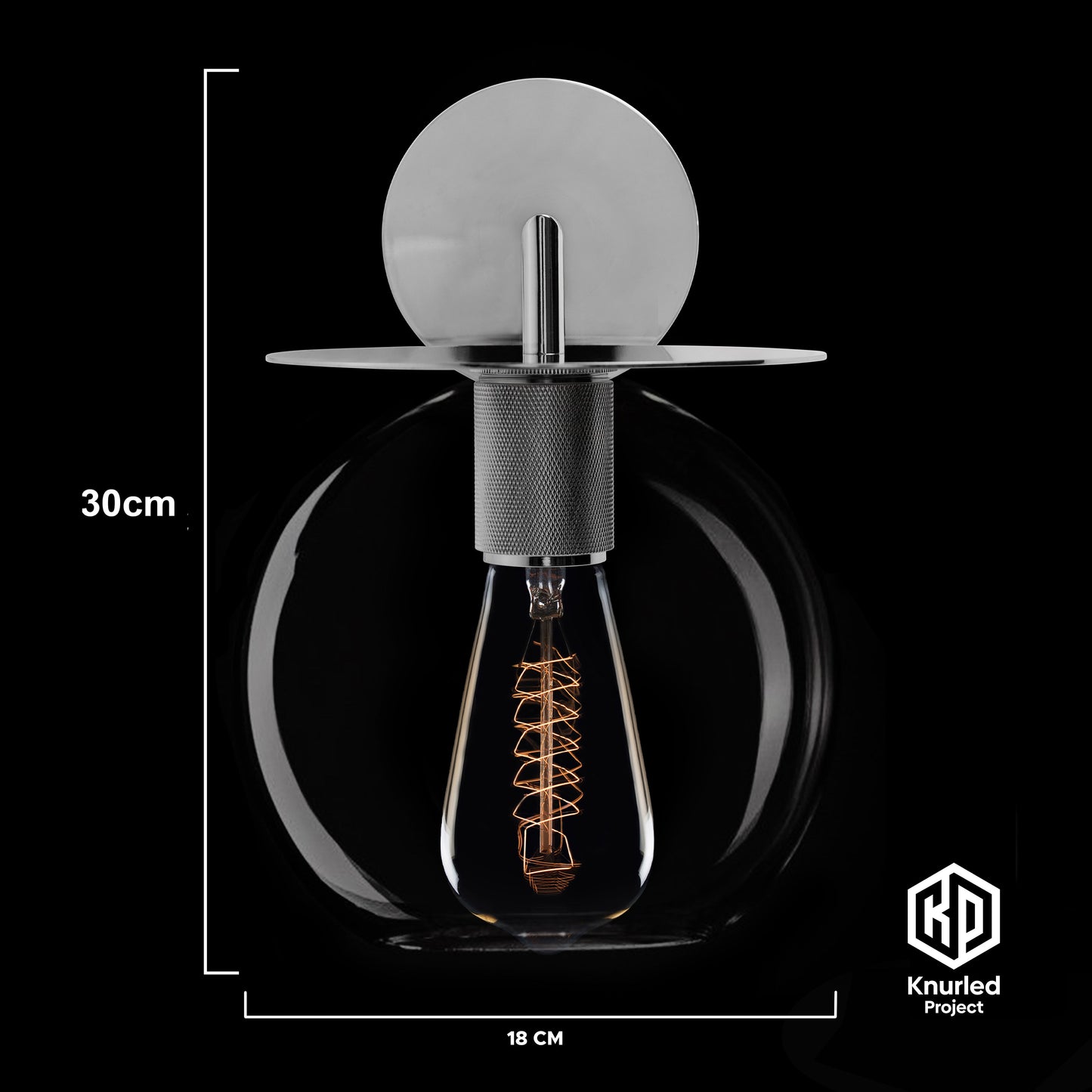 Chrome Disc Wall Light + Globe Shade product shot
