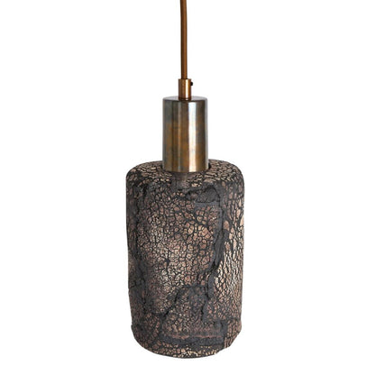 Senna Organic Ceramic Cylinder Pendant Light 12cm, Black Clay