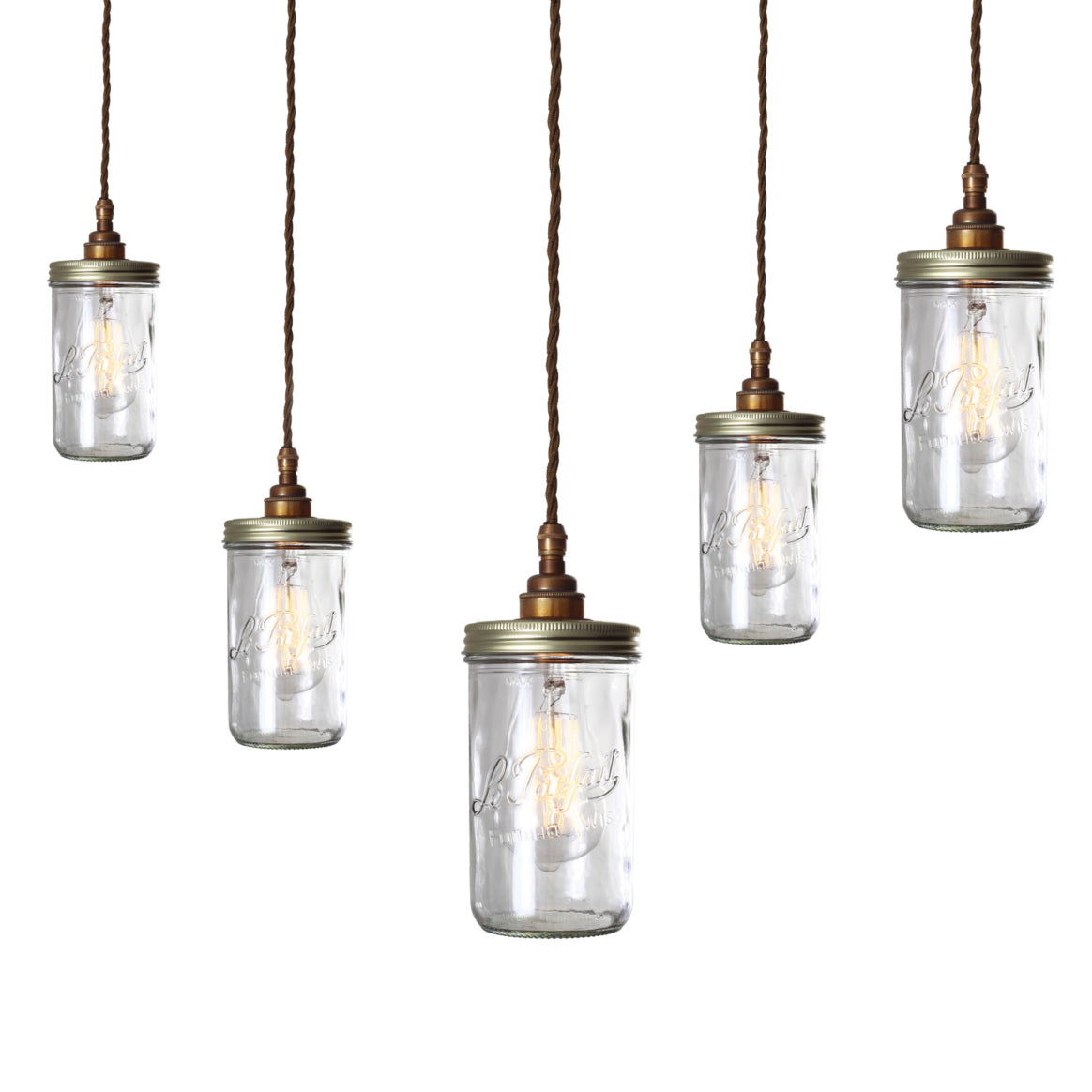 Jam Jar Pendant Cluster, Five Light