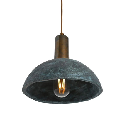 Kauri Organic Ceramic Dome Pendant Light 20cm, Blue Earth