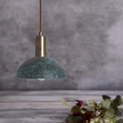 Kauri Organic Ceramic Dome Pendant Light 20cm, Blue Earth