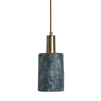 Senna Organic Ceramic Cylinder Pendant Light 12cm, Blue Earth