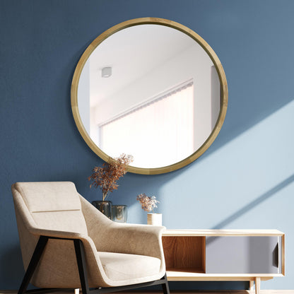 The Oak Essence - 39" X 39" (100CM X 100CM) Round Deep Dish Framed Mirro-2