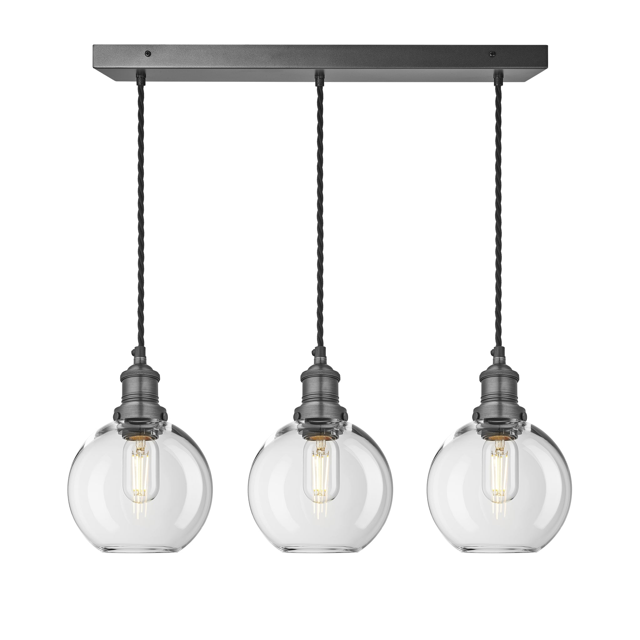 Brooklyn Glass Globe 3 Wire Cluster Lights - 7 Inch, Product Shot