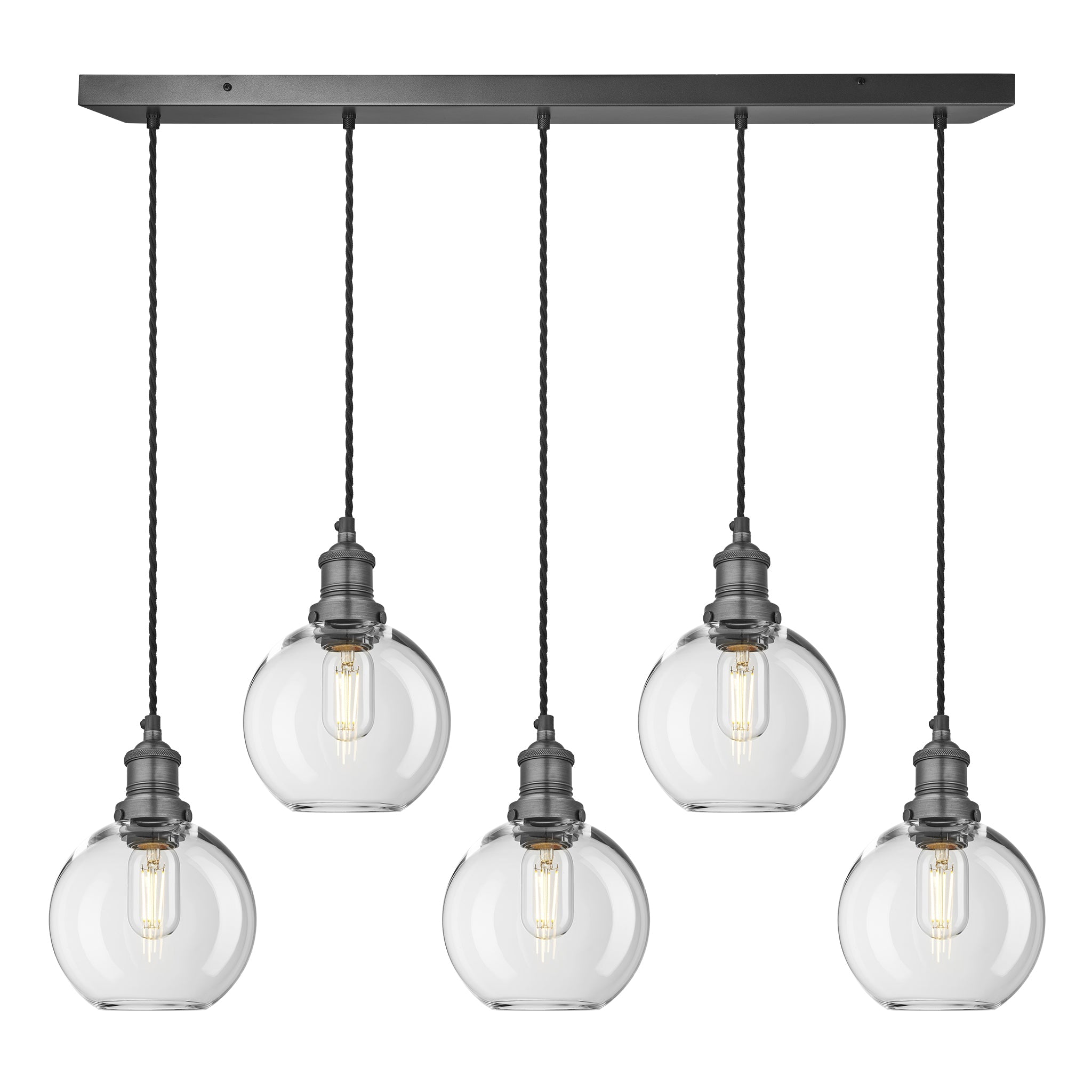 Brooklyn Glass Globe 5 Wire Cluster Lights - 7 Inch, Product Shot