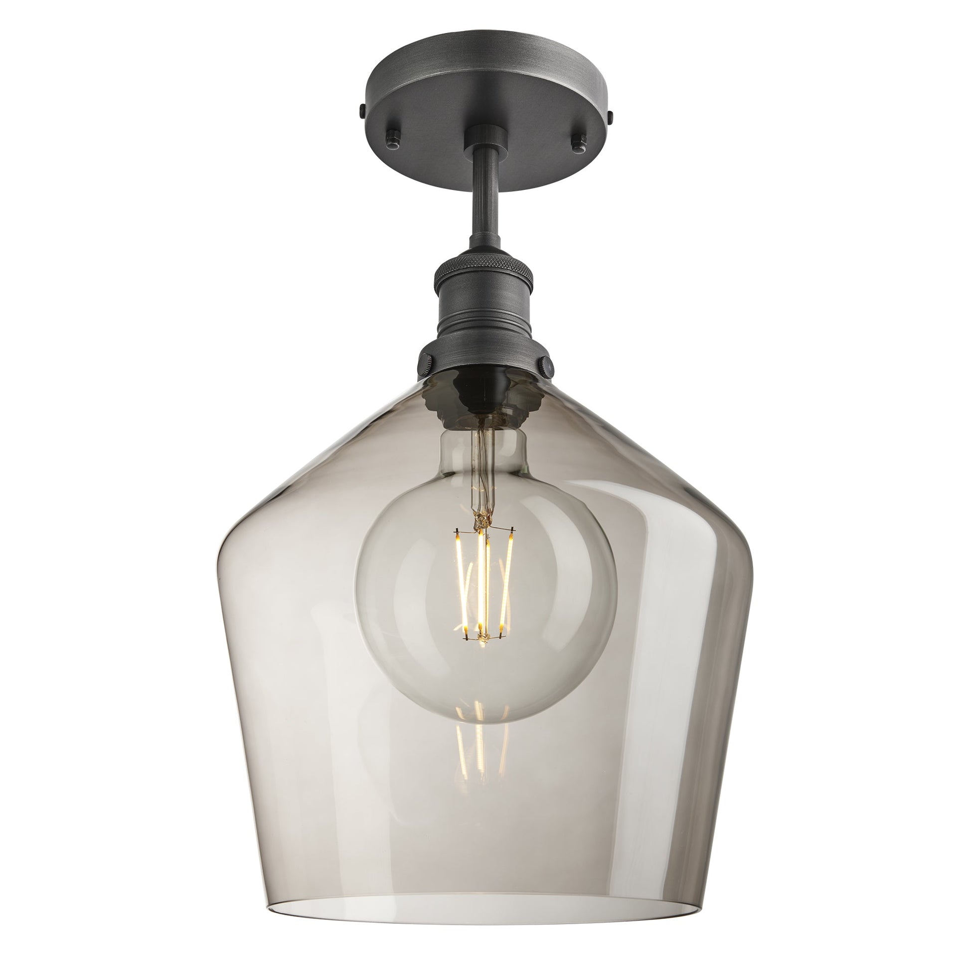 Brooklyn Smoked Glass Schoolhouse Flush Mount - 10 Inch , Product Shot
