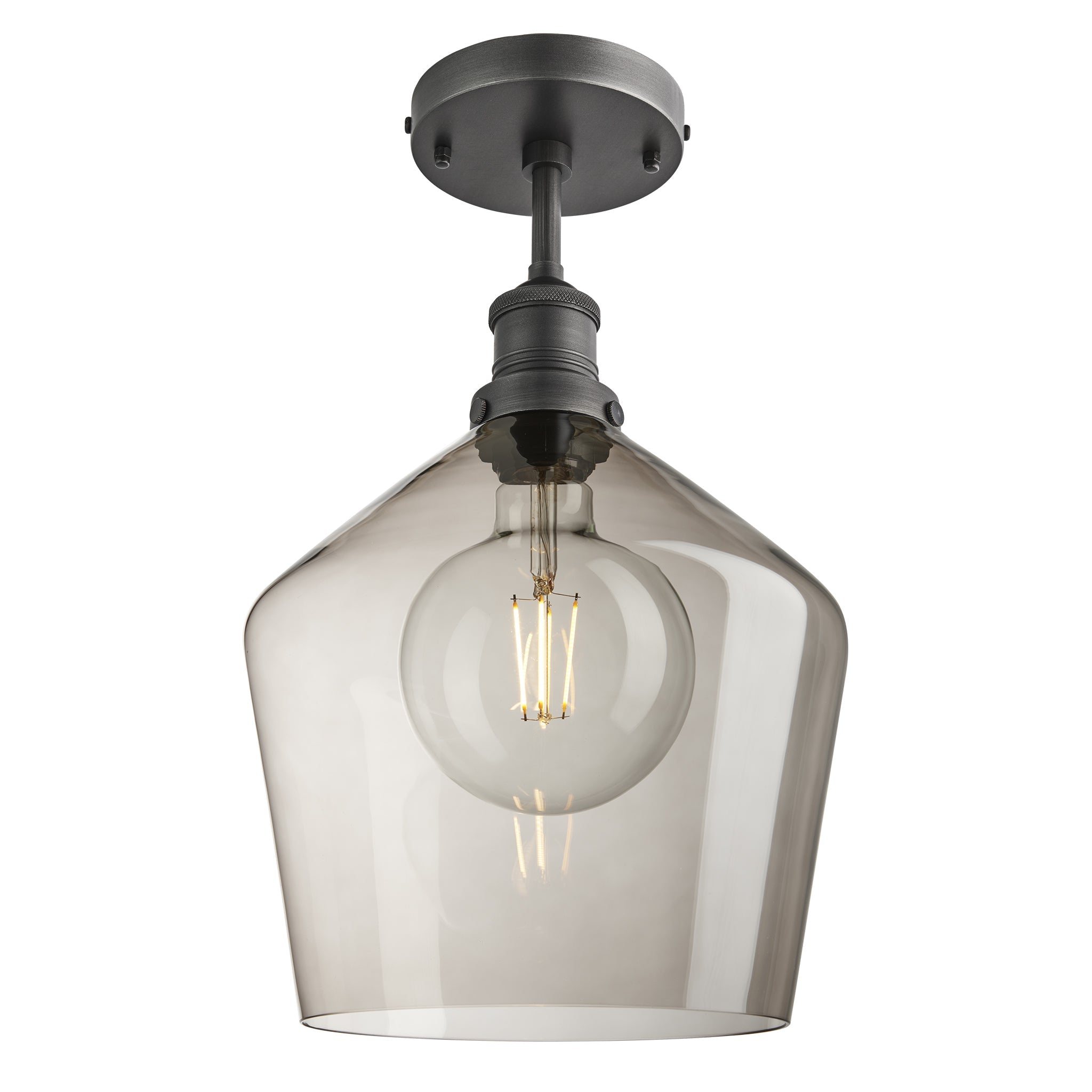 Brooklyn Smoked Glass Schoolhouse Flush Mount - 10 Inch , Product Shot